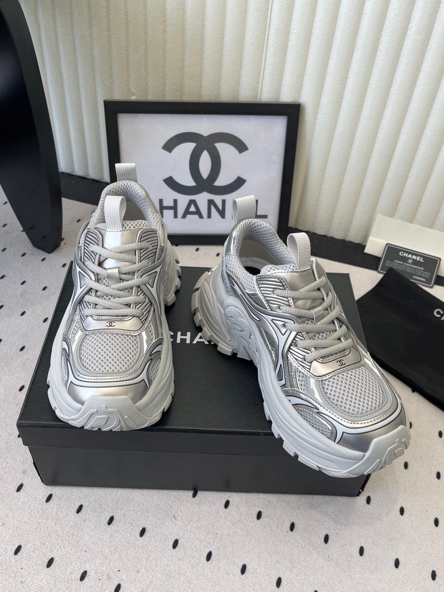 CC Platform Sneakers Sliver Mesh Rubber 611801
