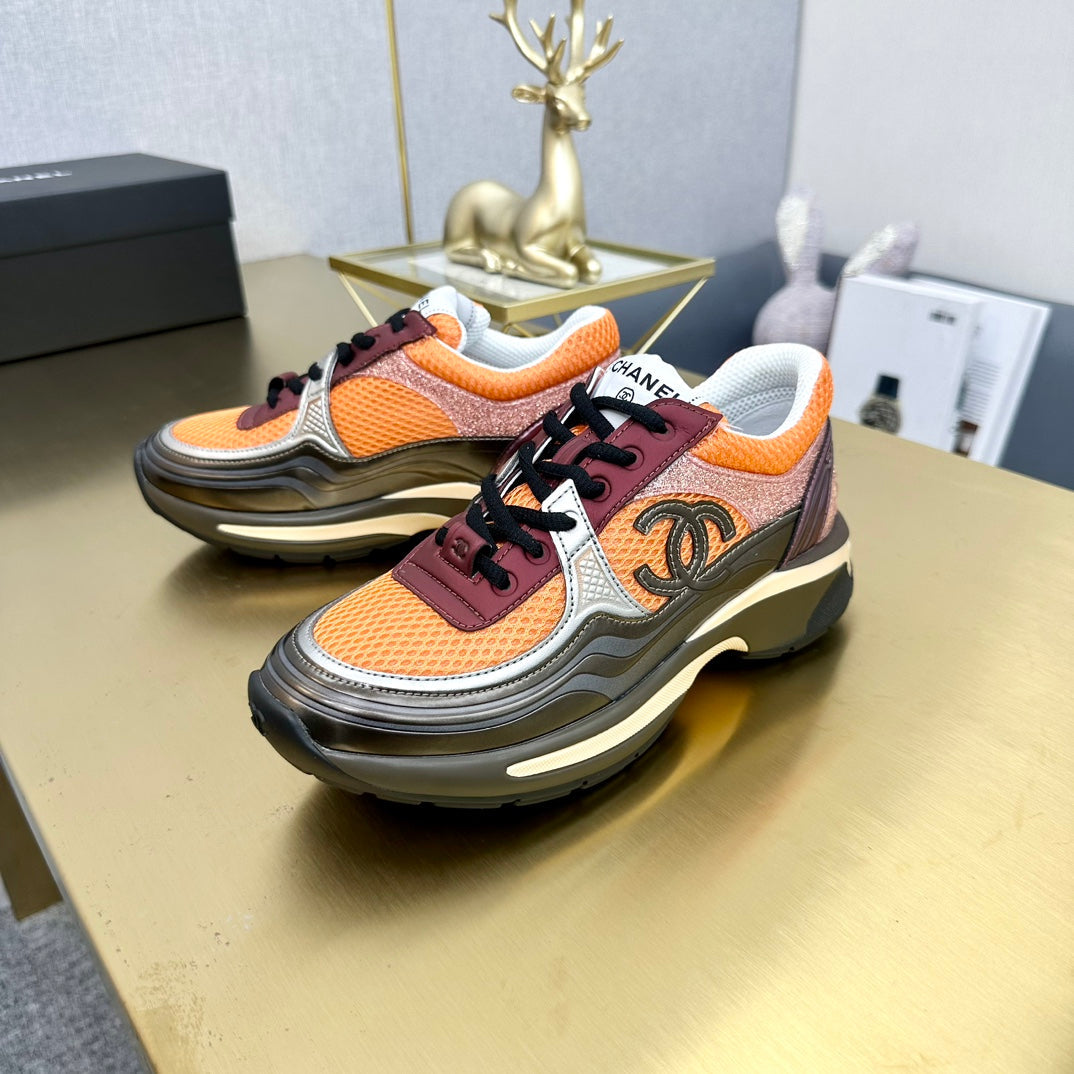 CC 26s Runner Sneakers Orange Brown Burgundy Calfskin 146183
