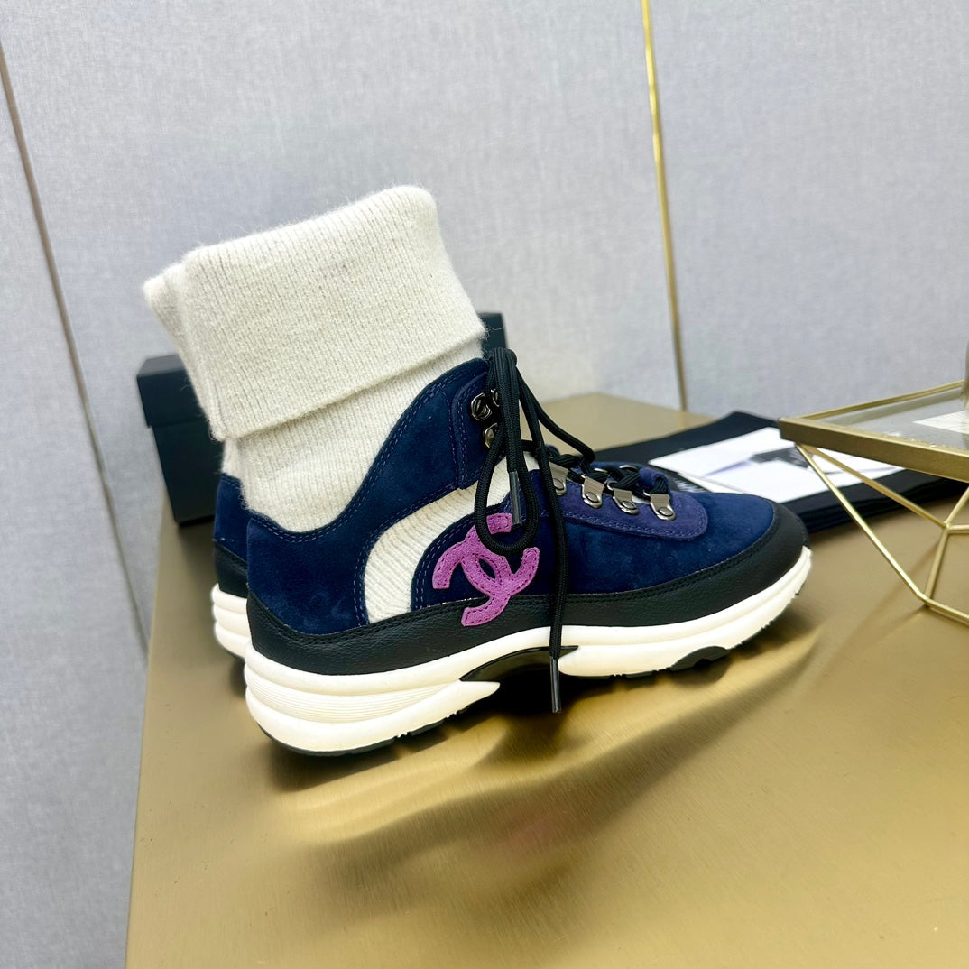 CC 26s Sock Anchor Sneakers Blue White Purple Suede 146074