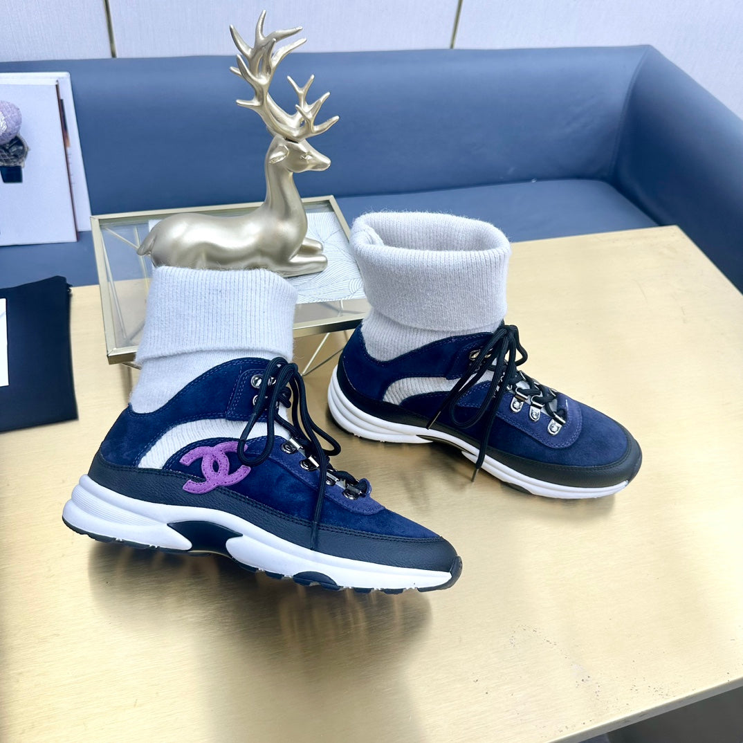 CC 26s Sock Anchor Sneakers Blue White Purple Suede 146074