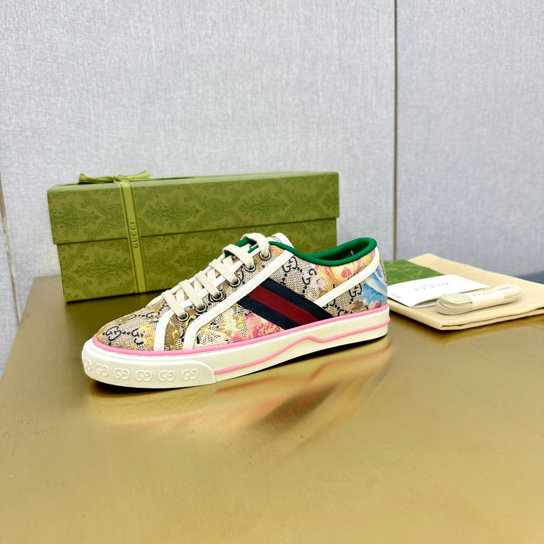GG TENNIS 1977 TRAINER CANVAS WITH FLOWERS MOTIF
