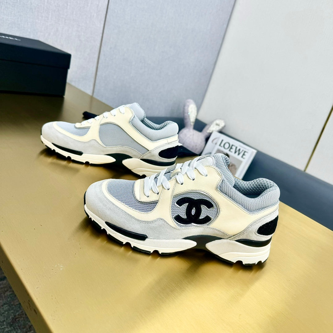 CC 26s Metallic Casual Sneakers Grey Cream Mesh Suede Leather 981001