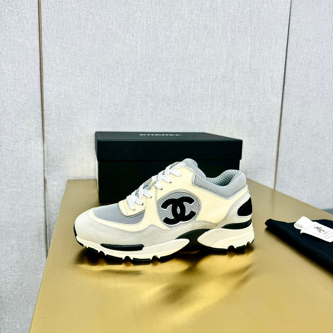 CC 26s Metallic Casual Sneakers Grey Cream Mesh Suede Leather 981001