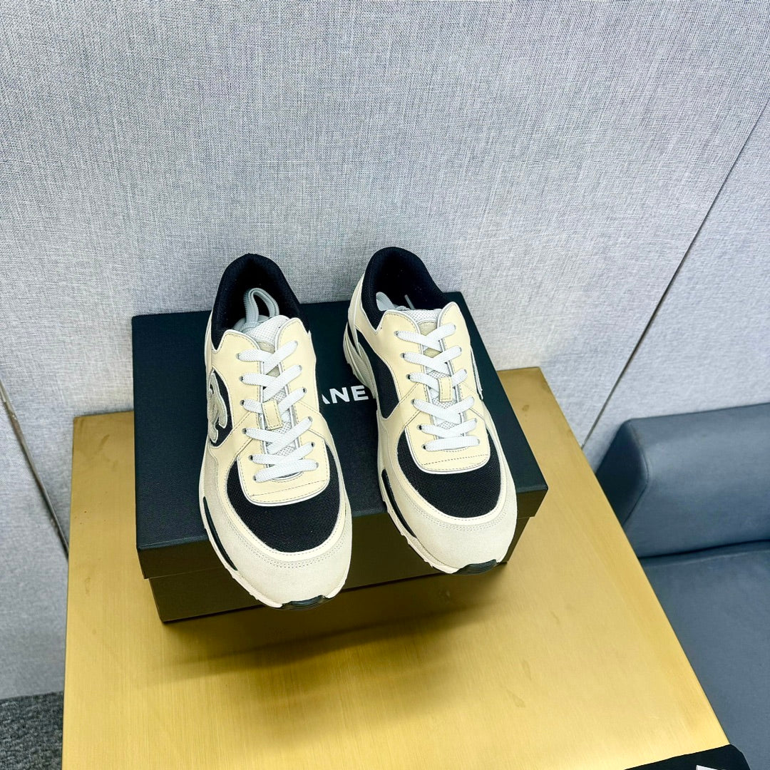 CC 26s Metallic Casual Sneakers Black Cream Mesh Suede Leather 981004