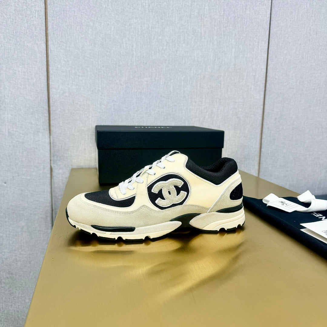 CC 26s Metallic Casual Sneakers Black Cream Mesh Suede Leather 981004