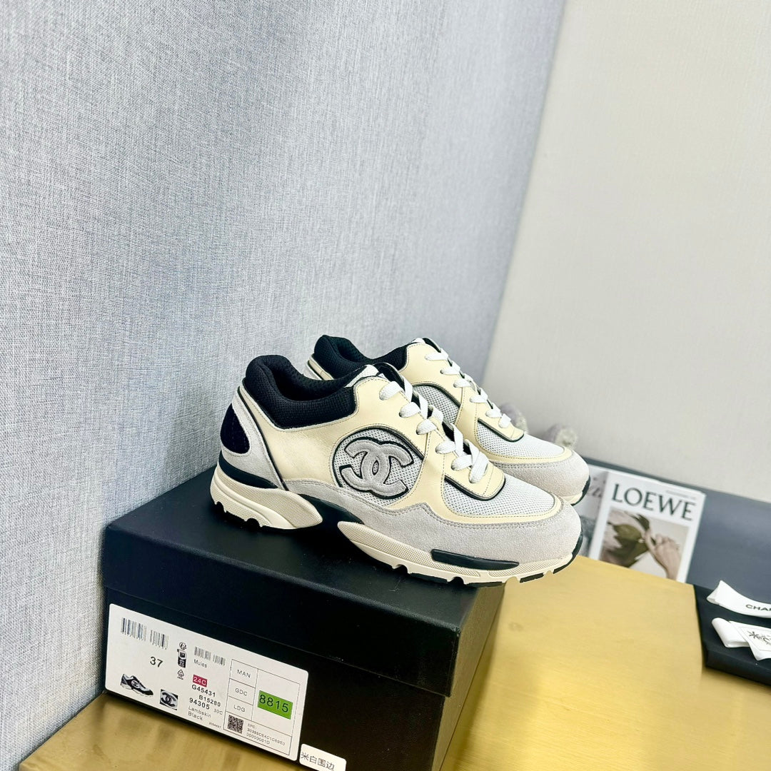 CC 26s Metallic Casual Sneakers Black Cream Mesh Suede Leather 981005