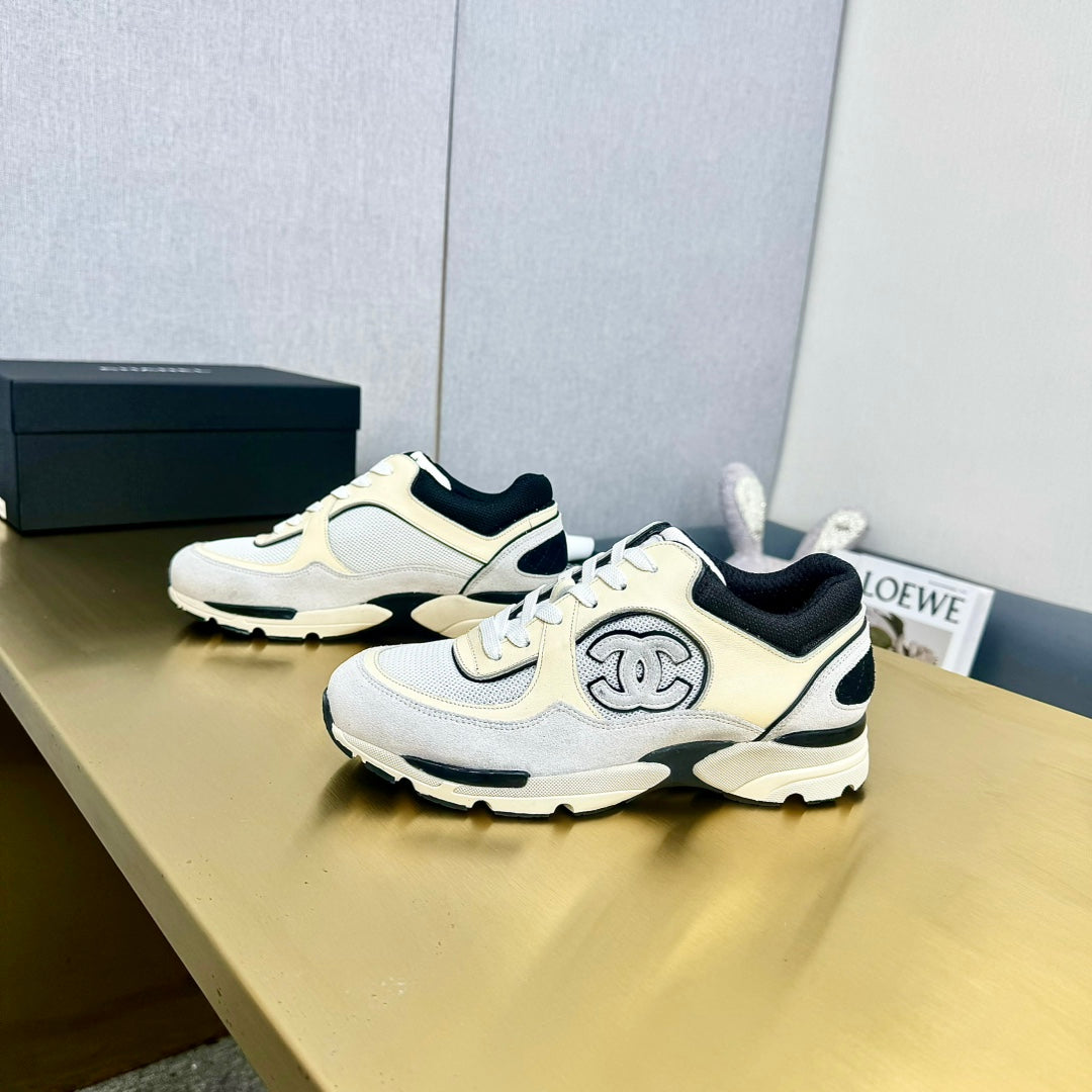 CC 26s Metallic Casual Sneakers Black Cream Mesh Suede Leather 981005