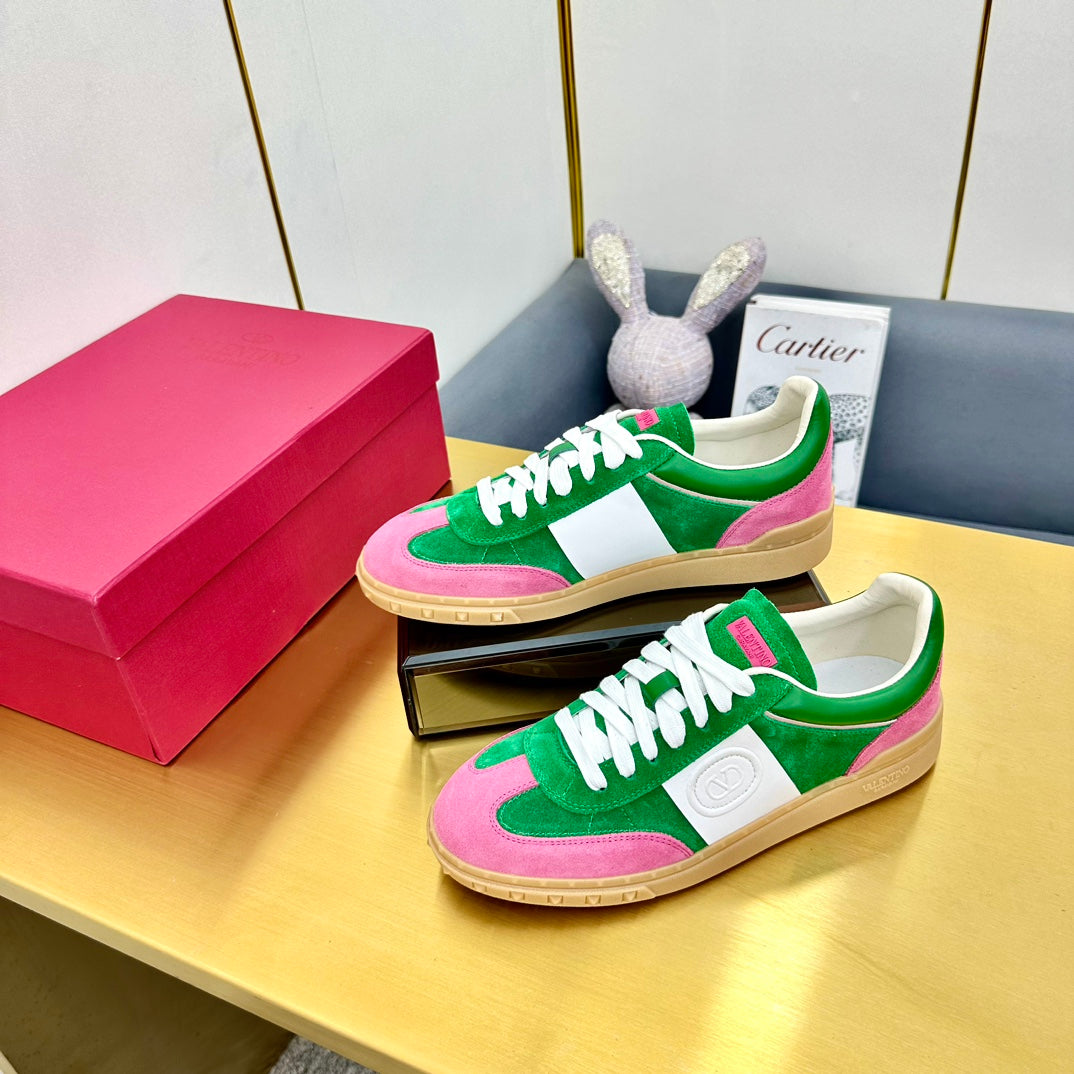 VT 26s Upvillage Sneakers White Green Pink Suede Leather 927026
