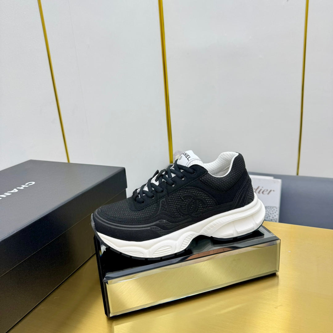 CC Logo Sneakers Black Suede Fabric 927344