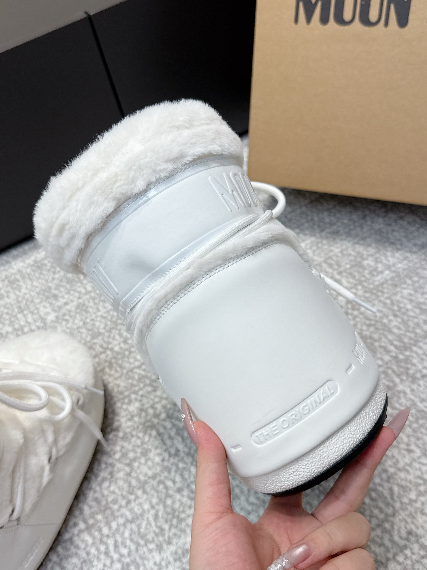 Moon Boot Icon Low Fur White Leather Faux Fur 515593