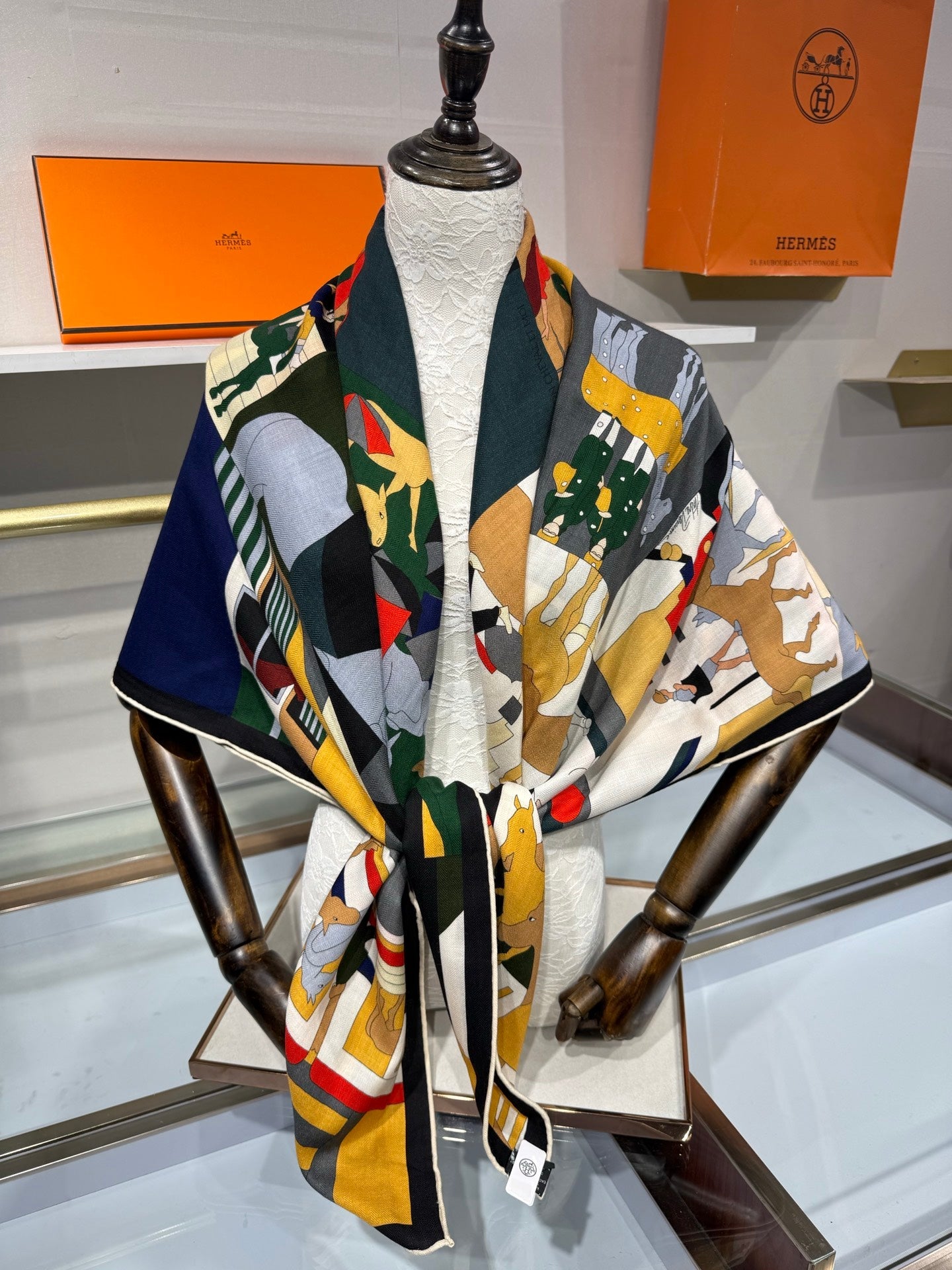 HM 26s 140x140cm Mon Cheval et Moi Scarf Cashmere Silk 214219