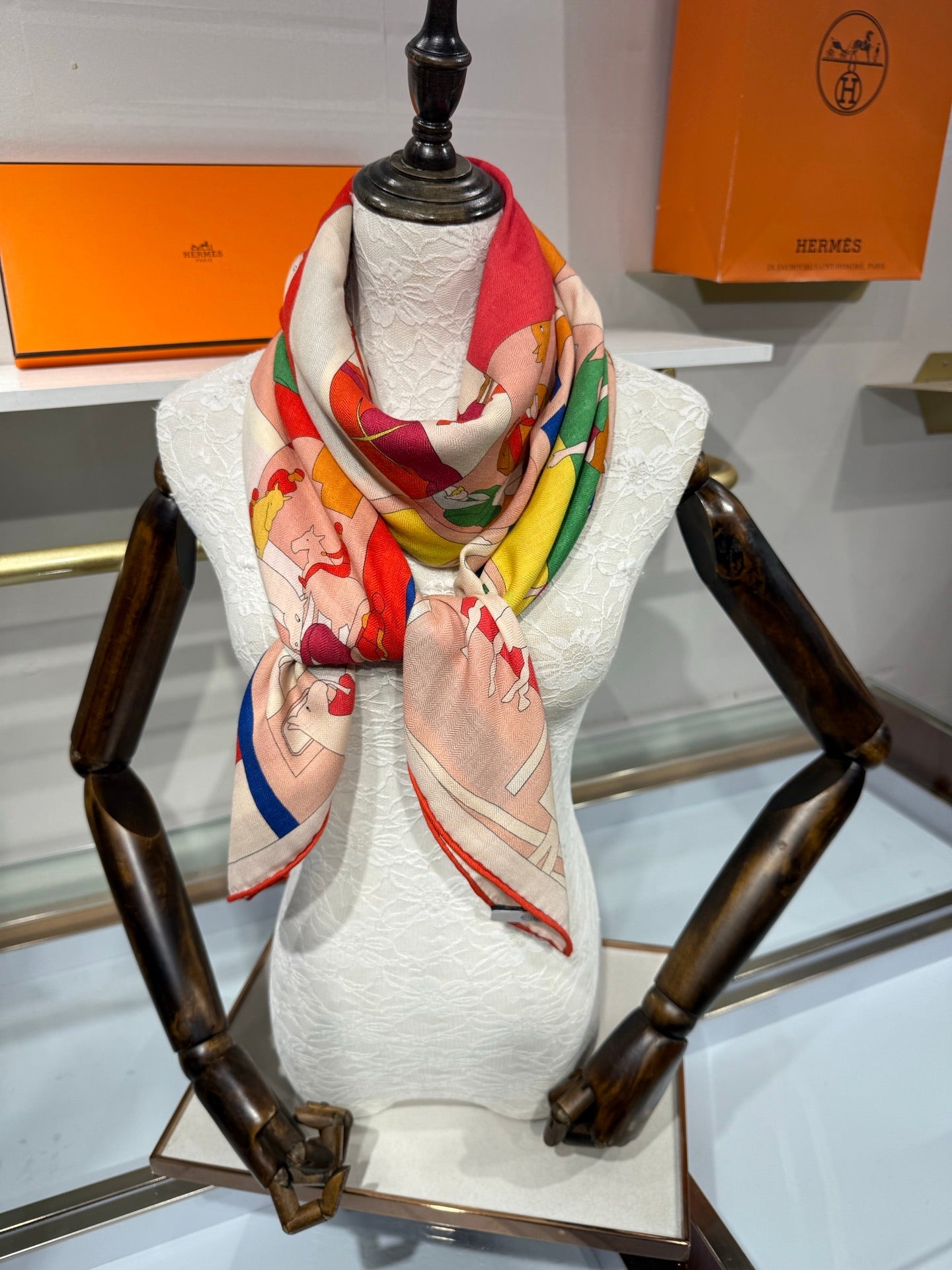 HM 26s 140x140cm Mon Cheval et Moi Scarf Cashmere Silk 214217