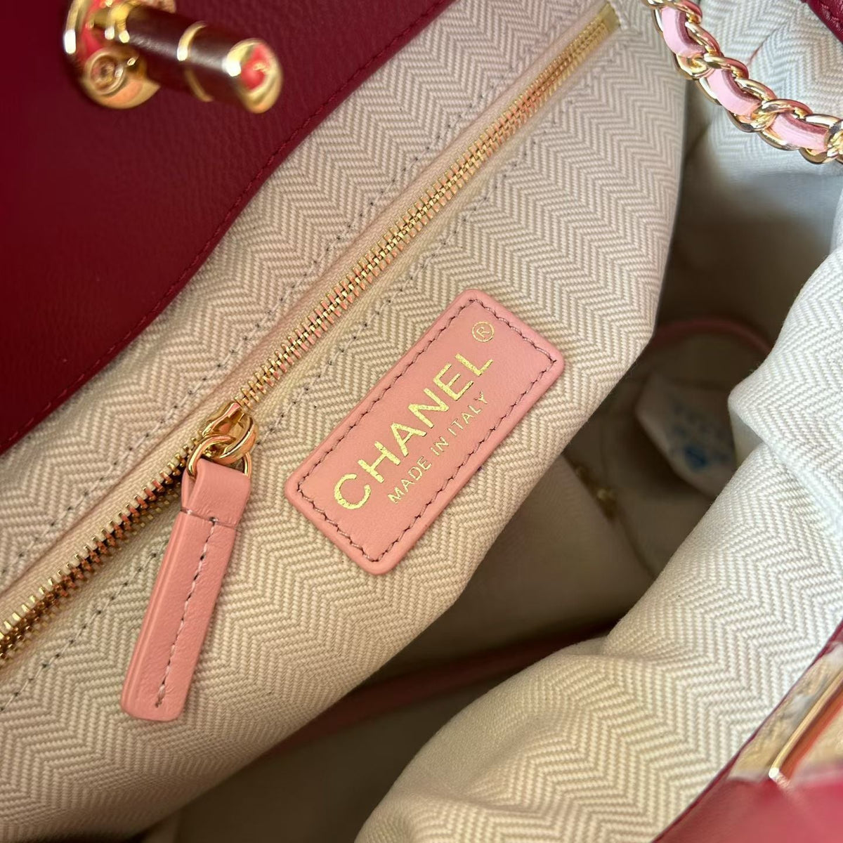 Chanel 2026 Tote Bag With Chain Strap 26cm Light Pink Caviar