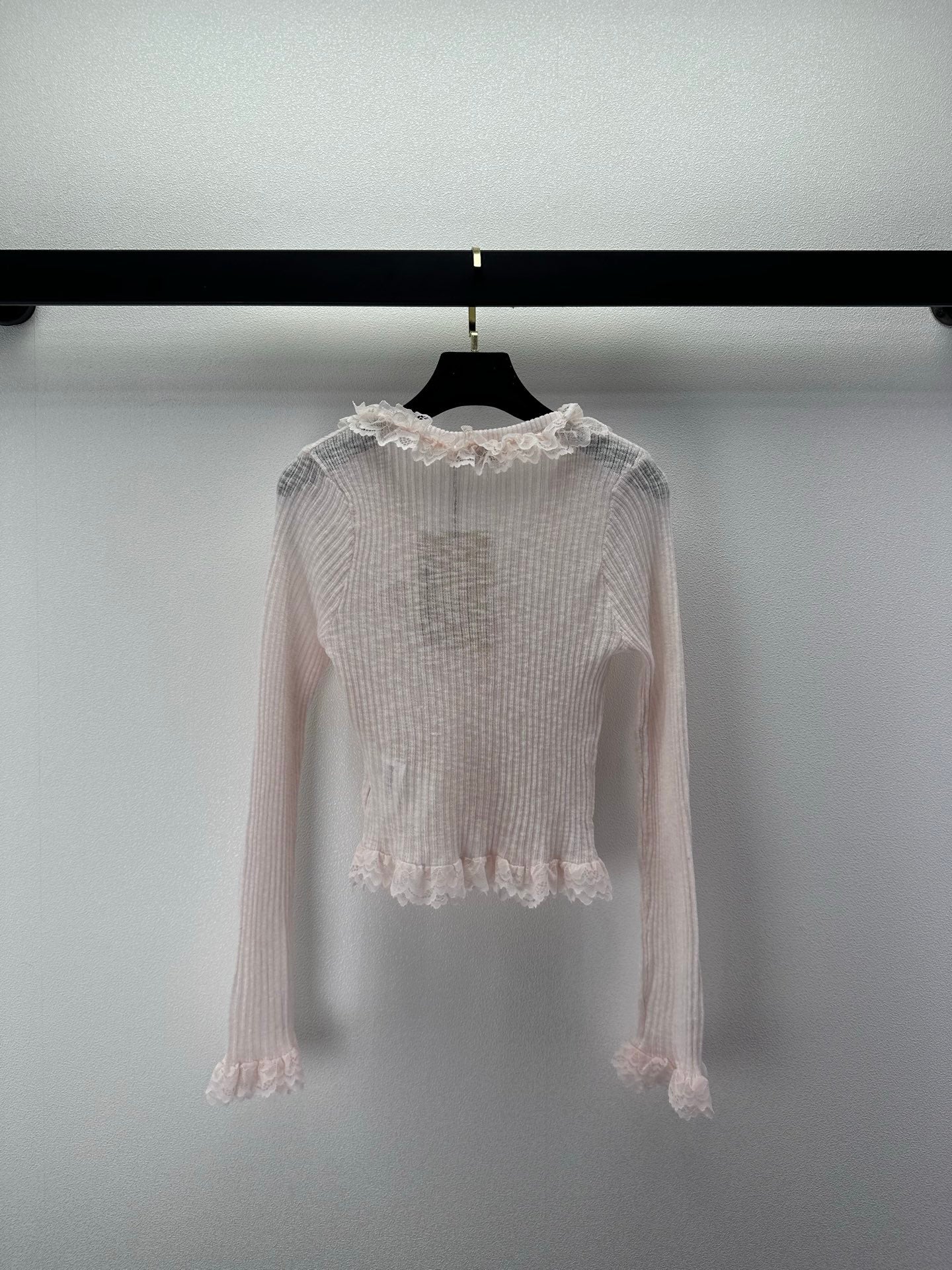 Miu 26s Lace Cardigan Light Pink Tencel Polyester 395470