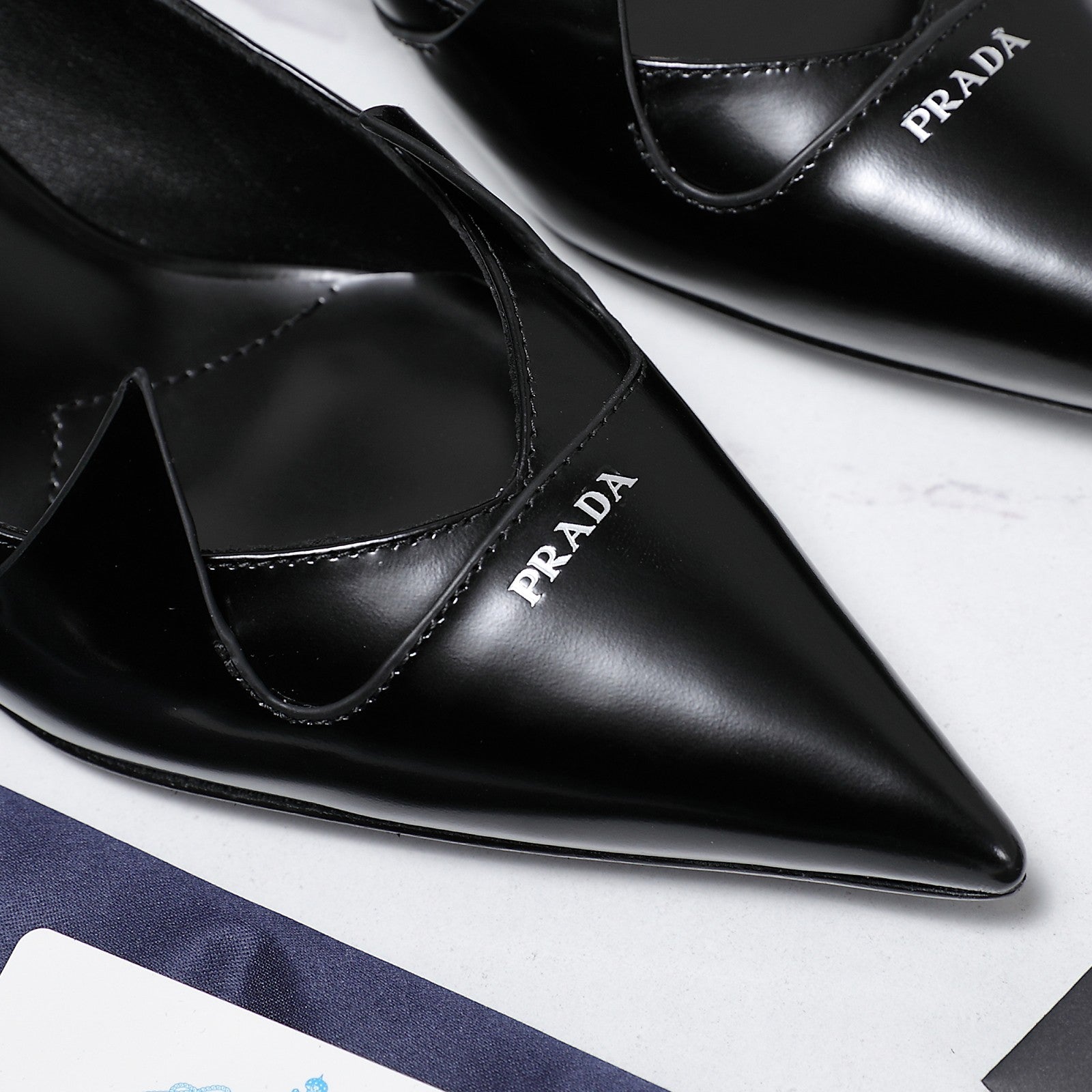Prada Two-Tone Brushed Pumps 55mm Black Cowhide 456267