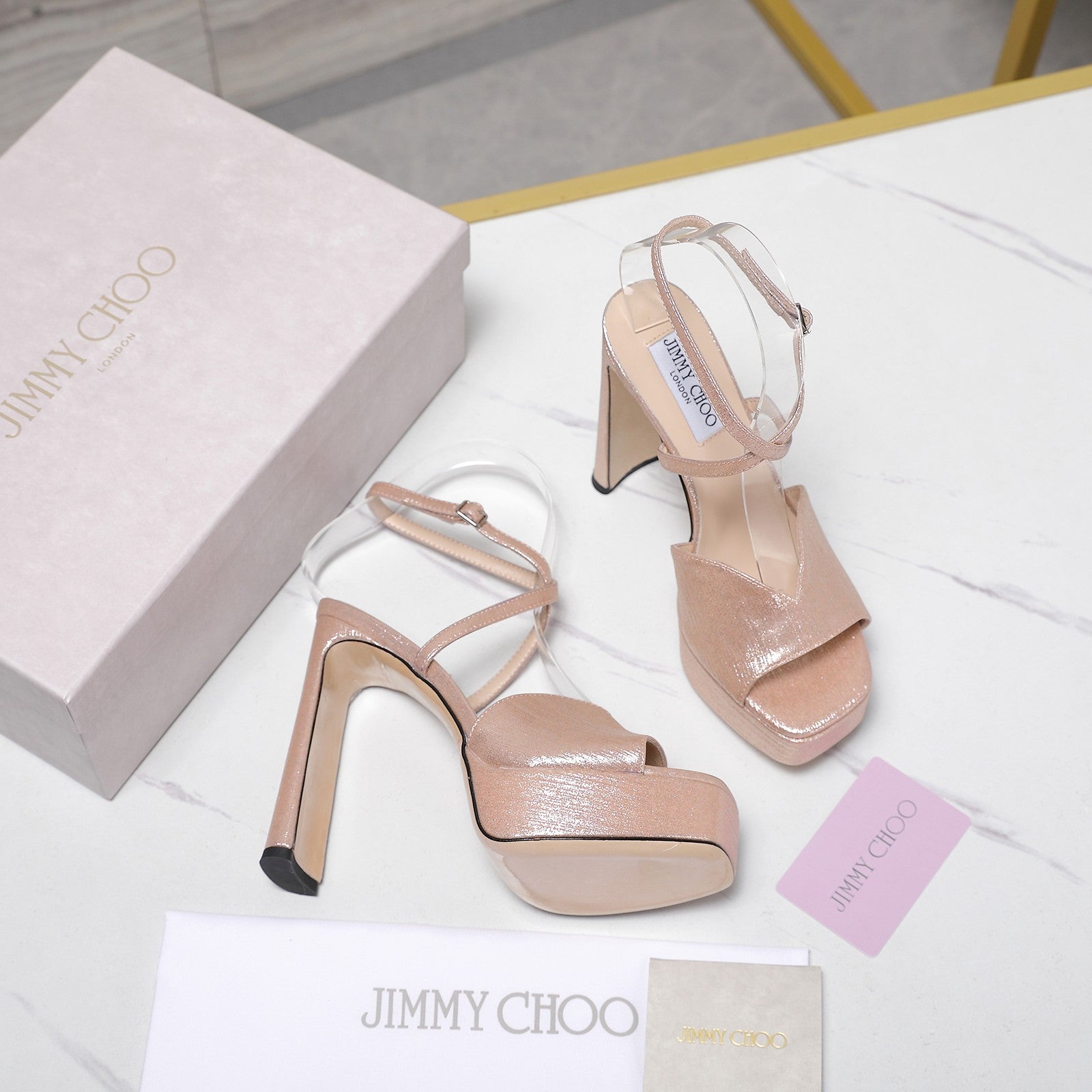 Jimmy Karli Platform Sandals 125mm pinkish-gold Fabric 397354