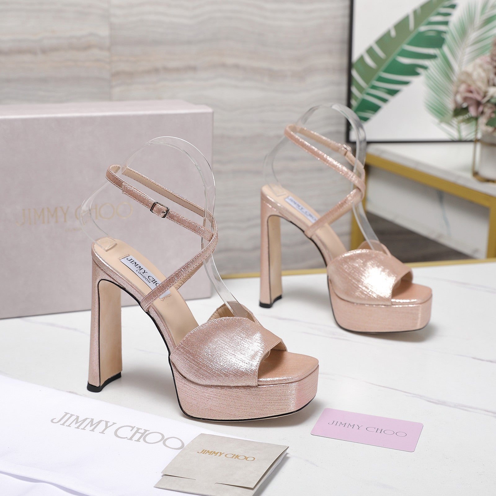 Jimmy Karli Platform Sandals 125mm pinkish-gold Fabric 397354