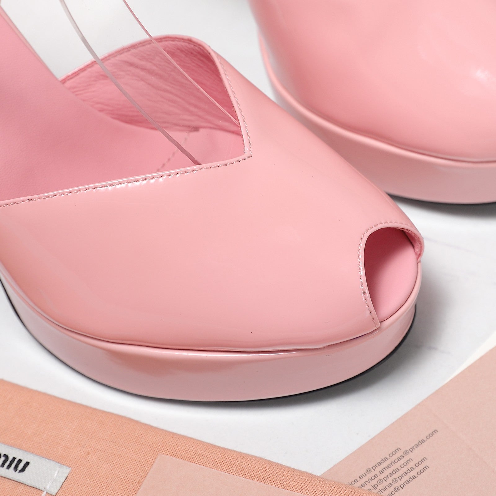 Miu Block-Heel Platform Sandals 125mm Pink Patent Leather 504175