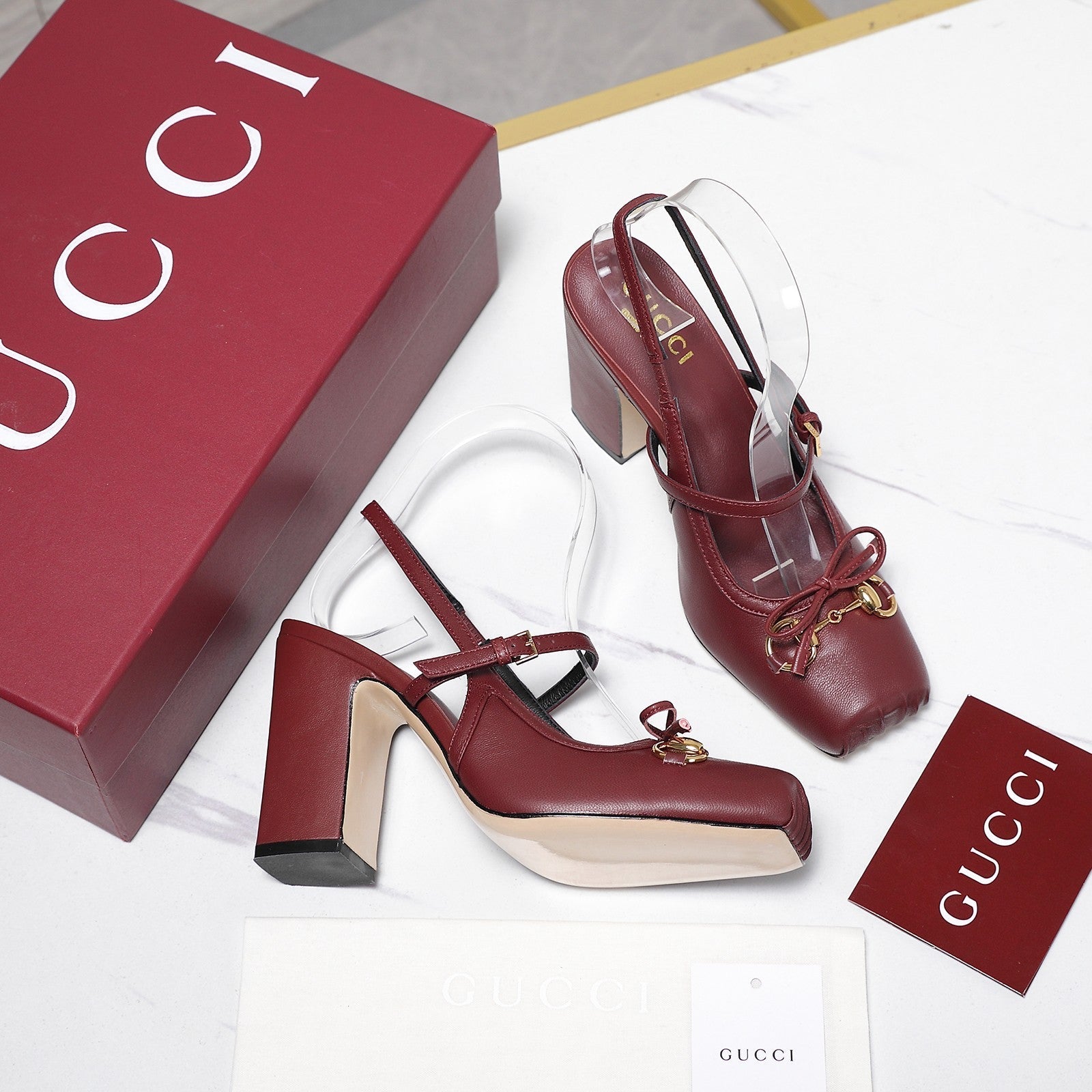 Gucci Horsebit Slingback Pumps 7CM Red Leather 504427