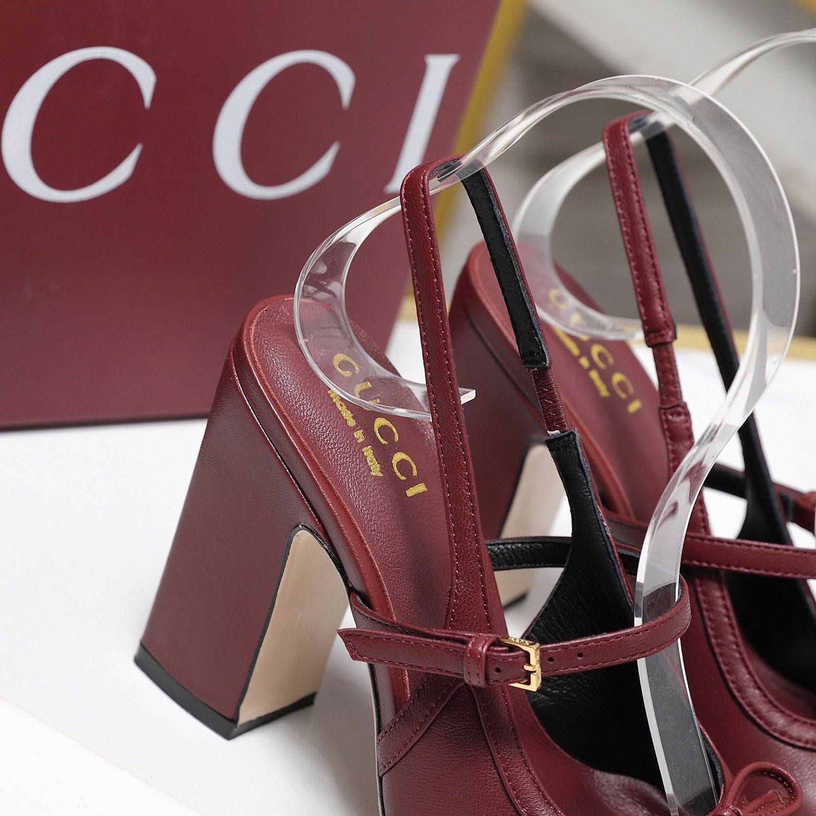 Gucci Horsebit Slingback Pumps 7CM Red Leather 504427