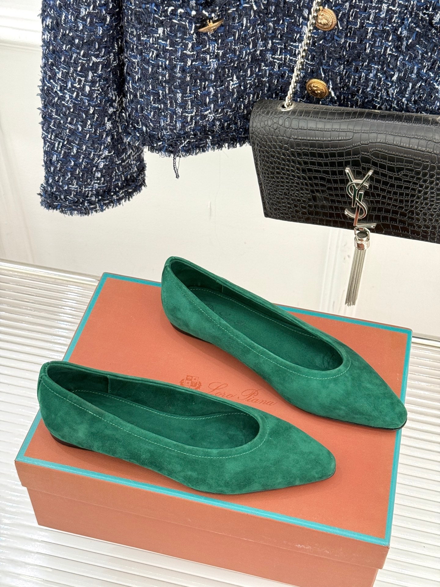 LP Primula Ballet Flat Teal Green Suede 570691