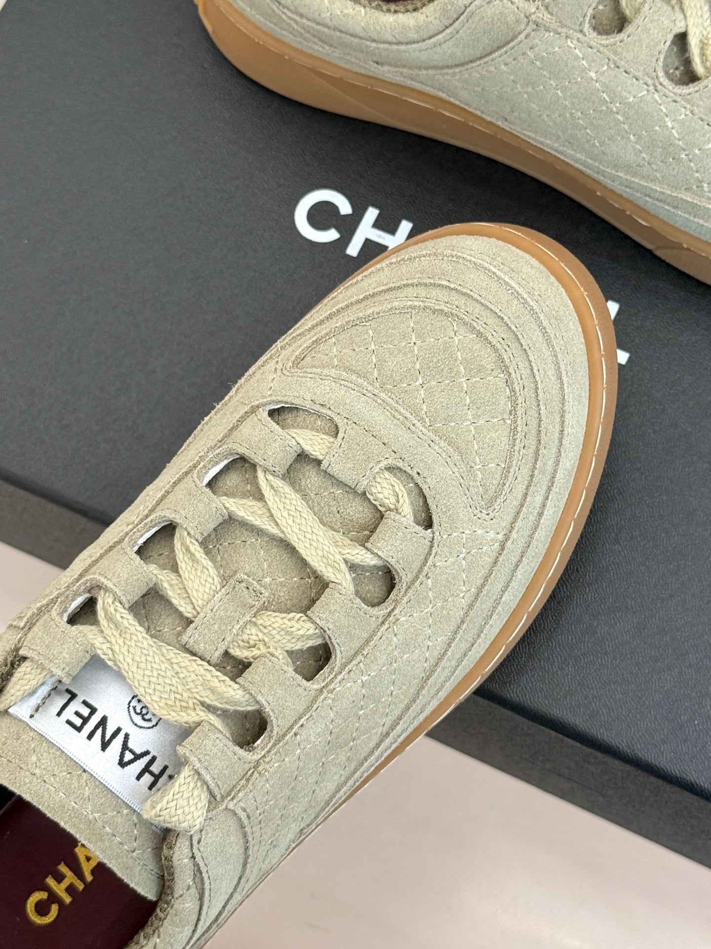 CC Casual Sports Shoes Taupe Diamond Pattern Suede 920477
