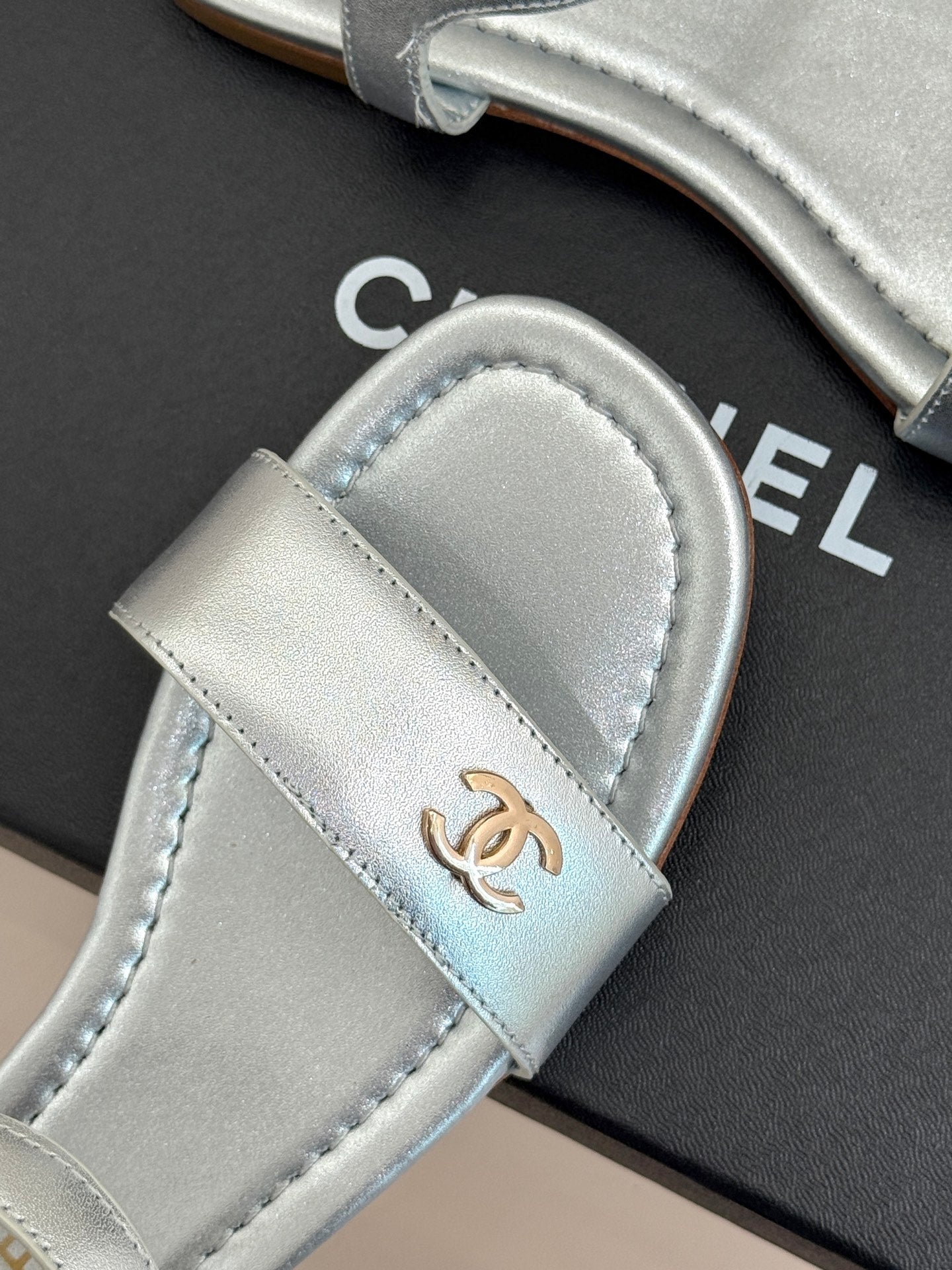 CC 26s Strap Flat Sandals Sliver Lambskin 920329