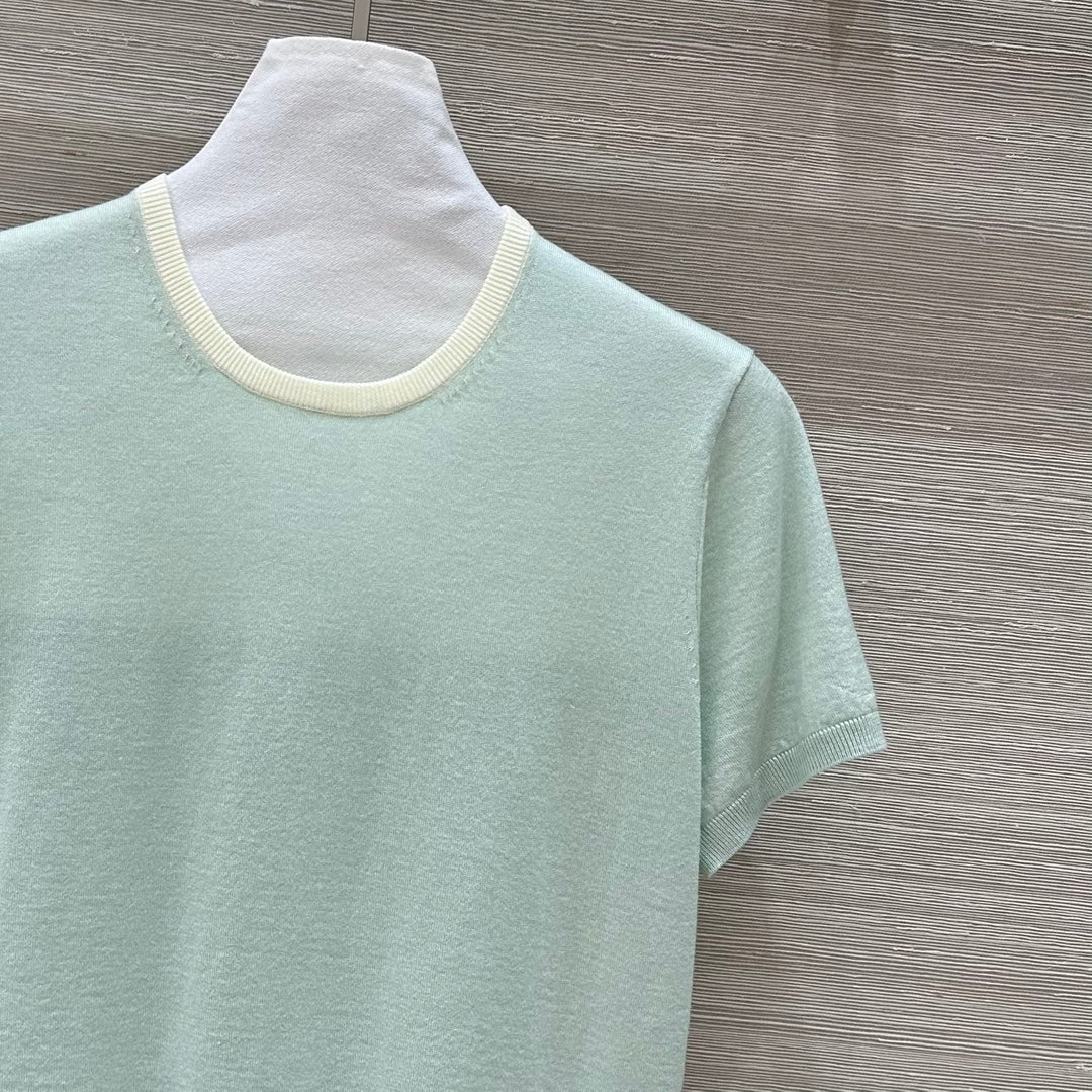Miu Miu 25 Short-sleeve Top Mint Green Wool