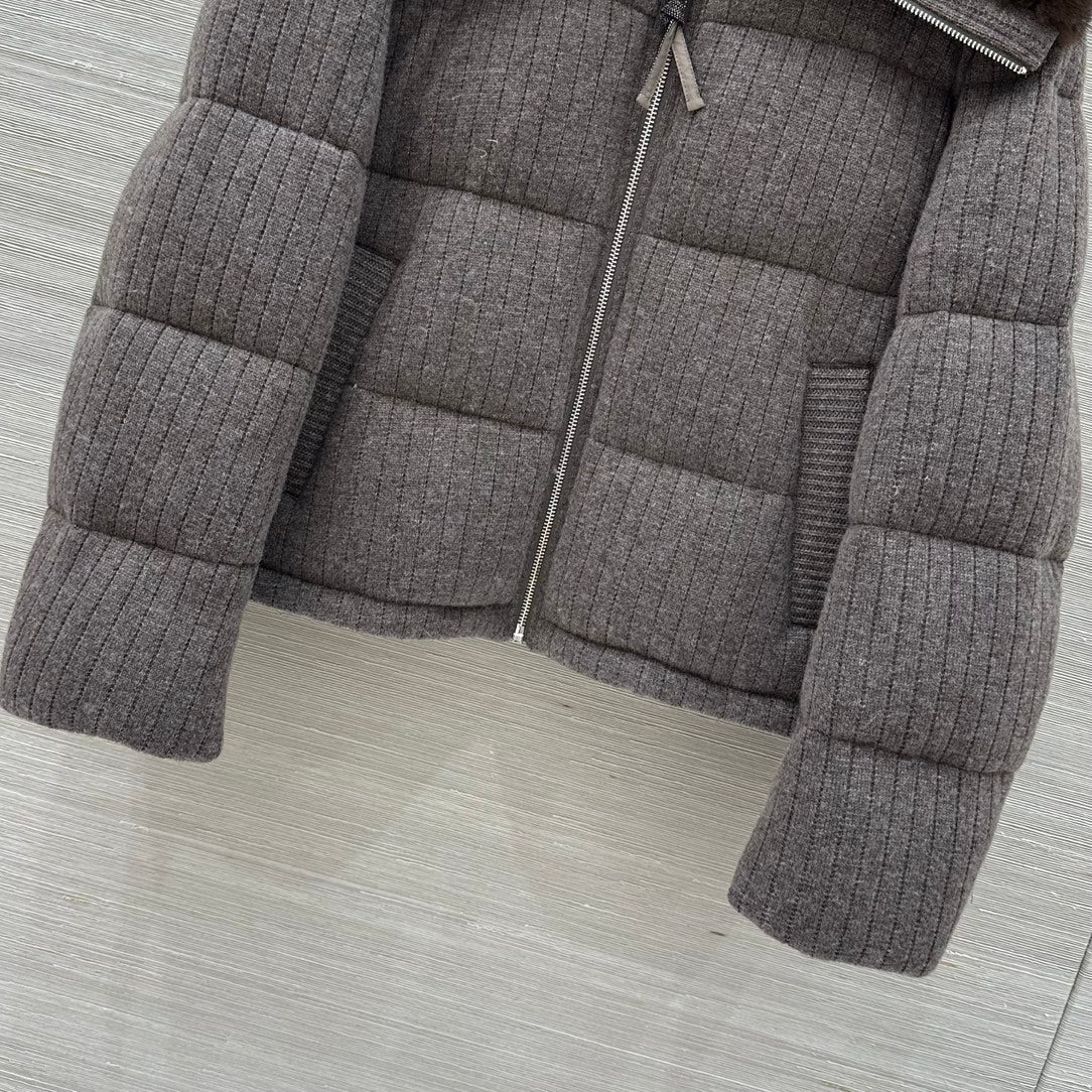 LP 26s Knit Puffer Jacket Brown Fur Collar 427319