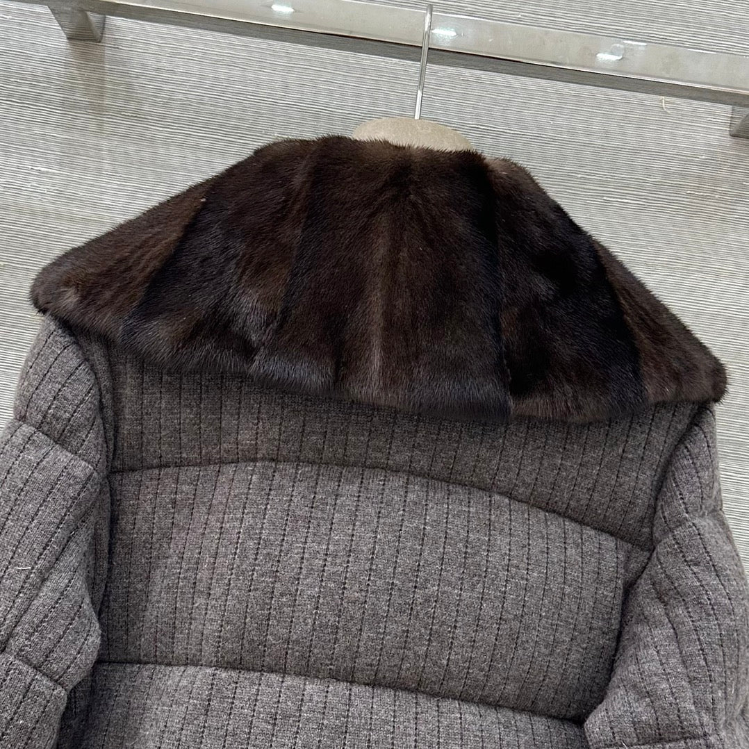 LP 26s Knit Puffer Jacket Brown Fur Collar 427319