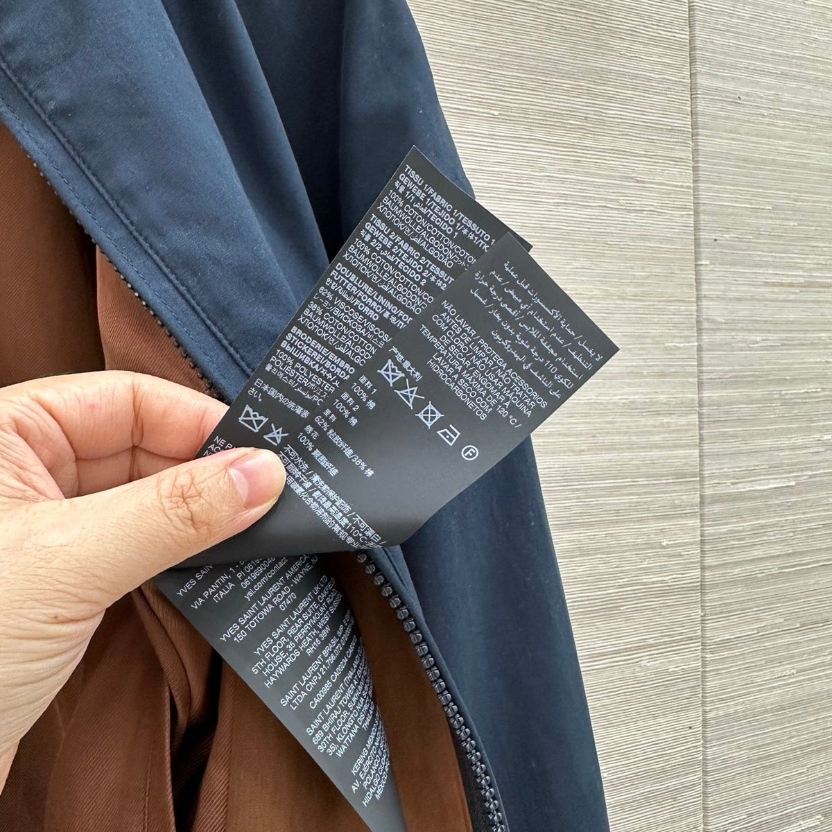 YSL 26s Cotton Canvas Blouson Jacket Navy Brown 438882