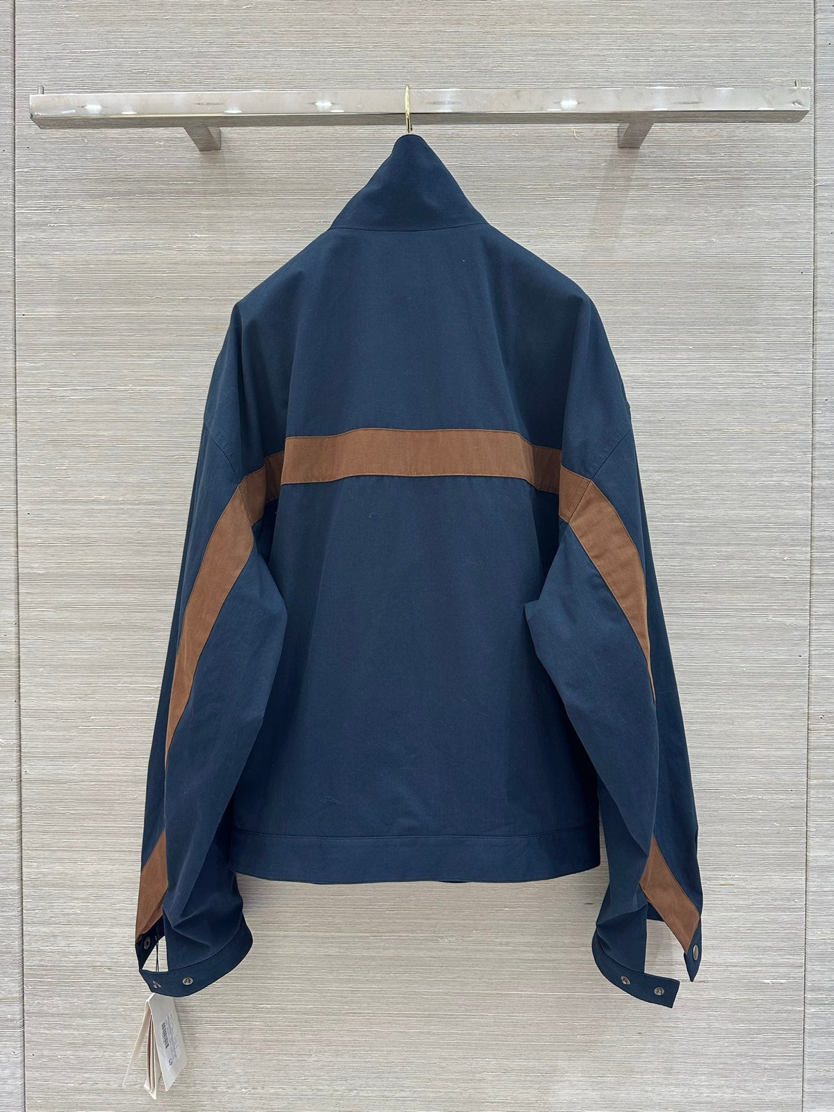 YSL 26s Cotton Canvas Blouson Jacket Navy Brown 438882