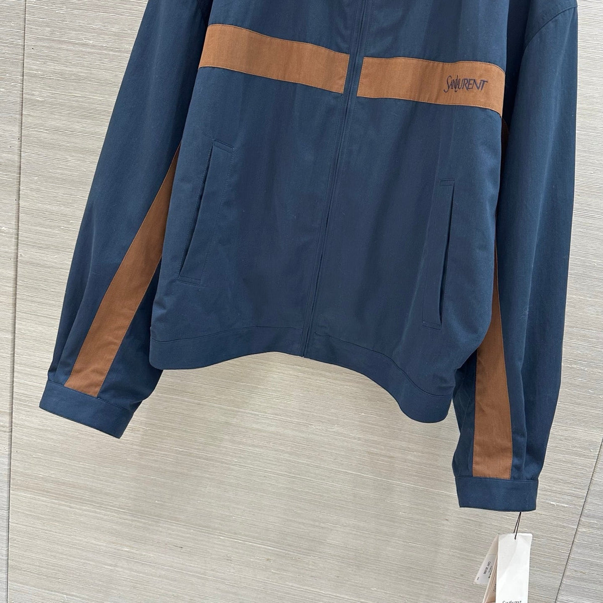 YSL 26s Cotton Canvas Blouson Jacket Navy Brown 438882