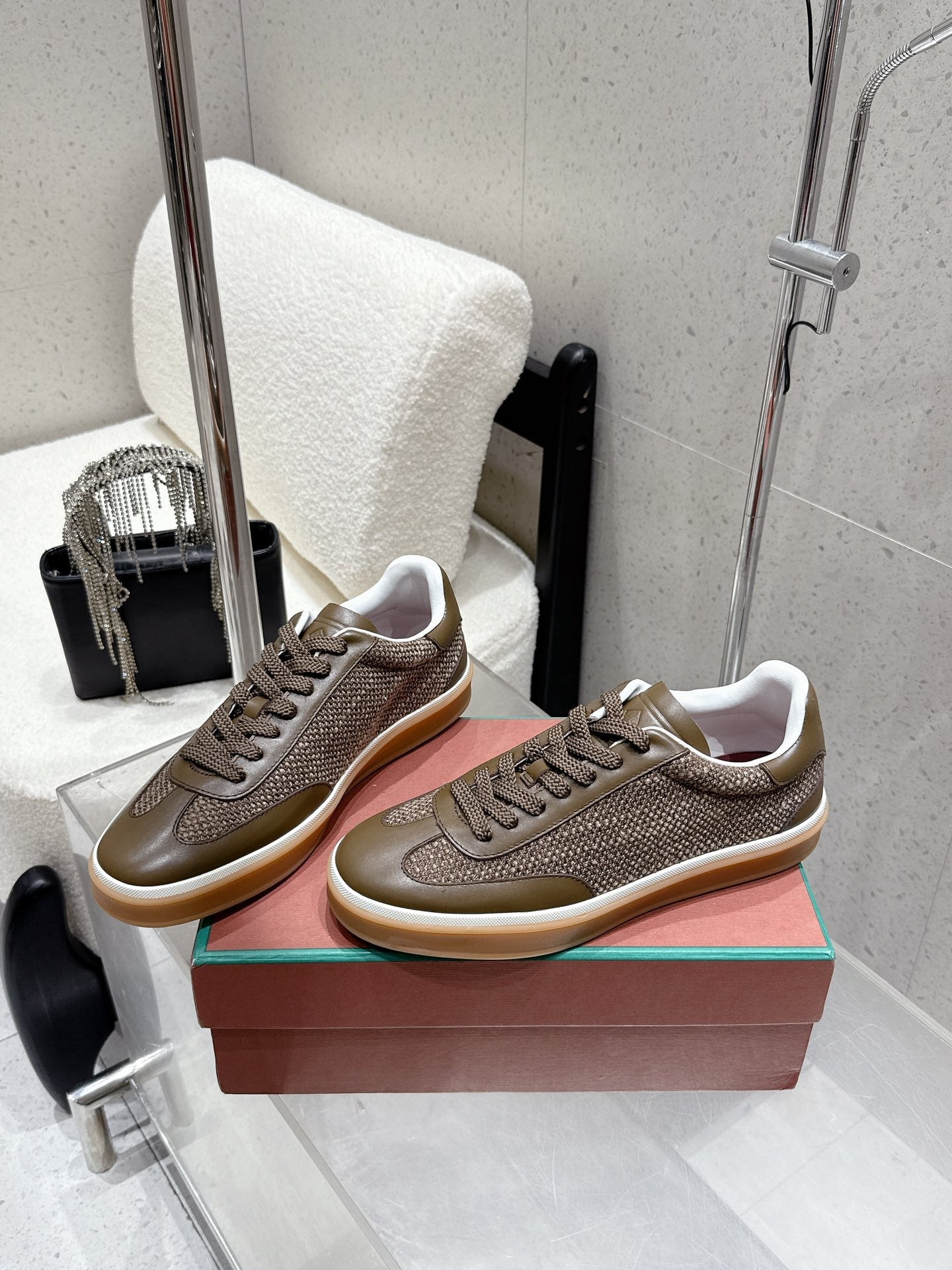 LP Tennis Walk Sneaker Brown Cowhide Cotton 513539