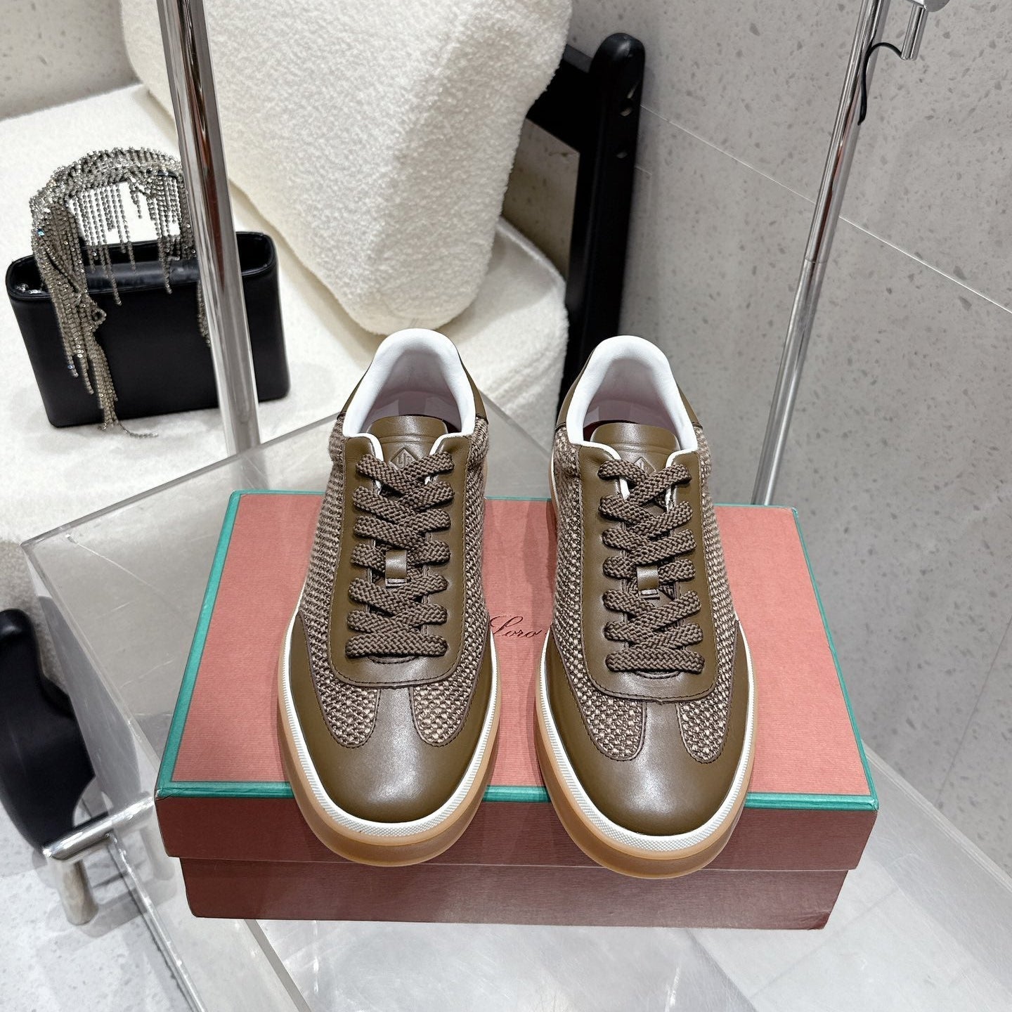 LP Tennis Walk Sneaker Brown Cowhide Cotton 513539