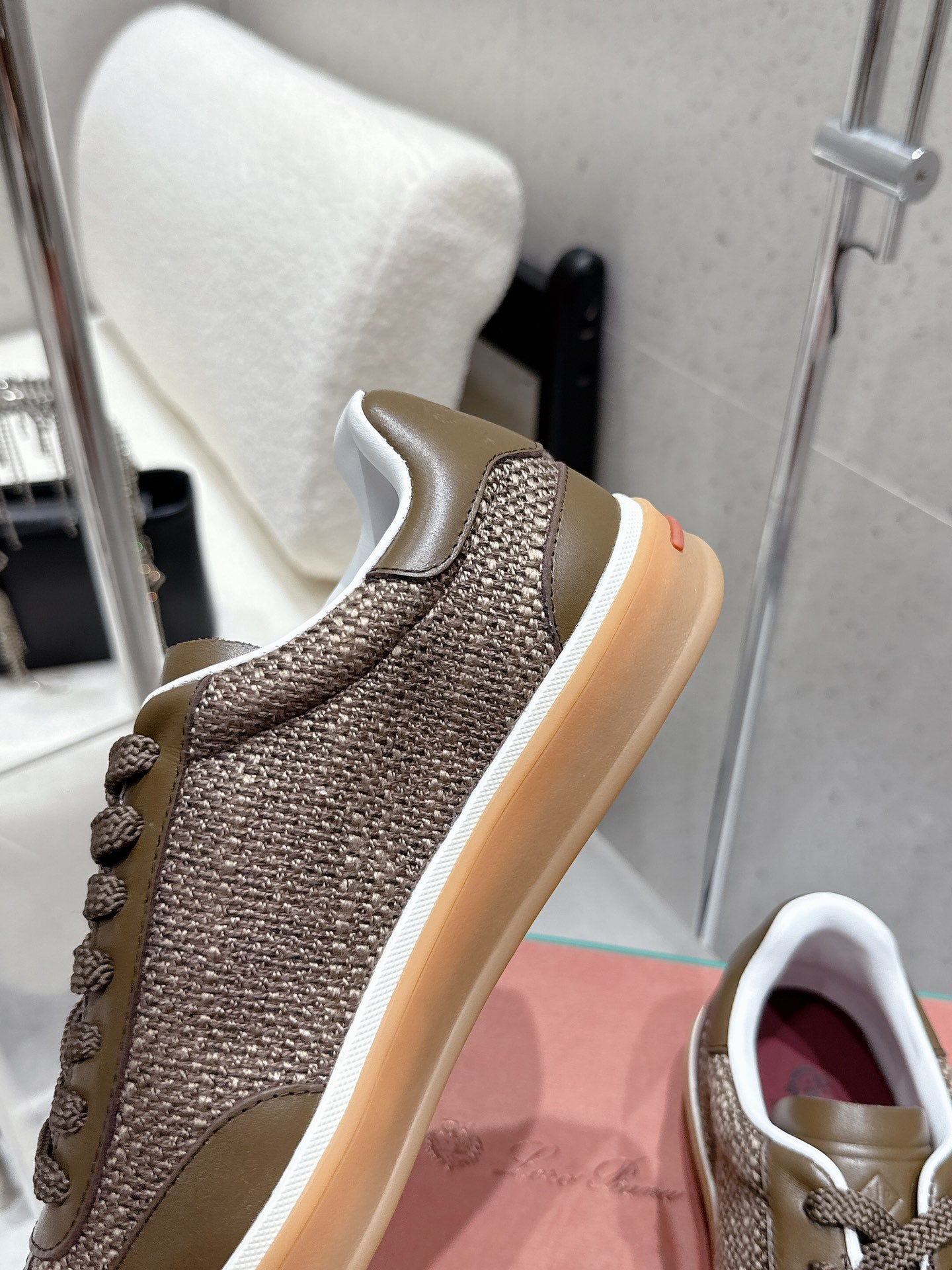 LP Tennis Walk Sneaker Brown Cowhide Cotton 513539