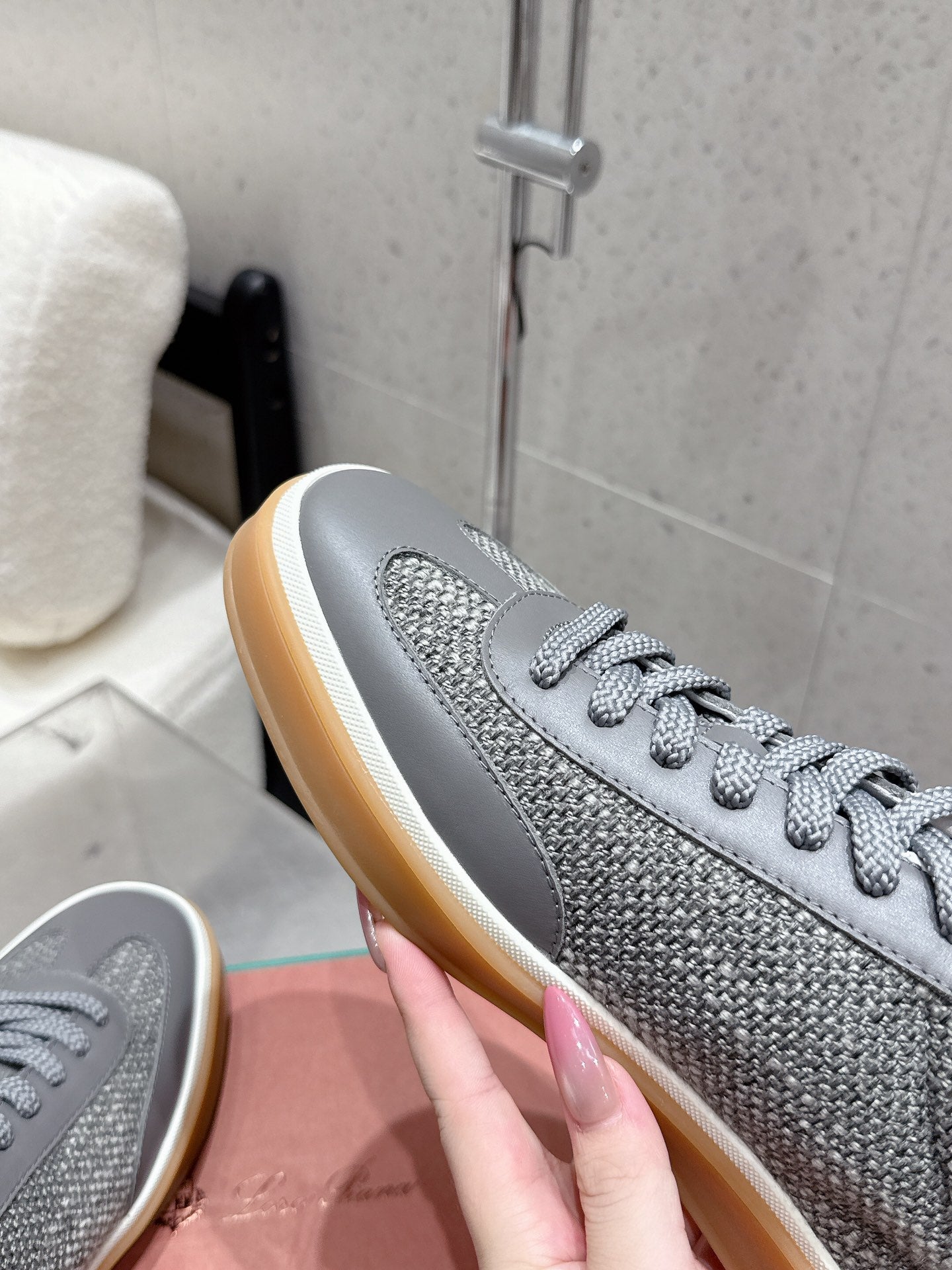 LP Tennis Walk Sneaker Dark Grey Cowhide Cotton 513540