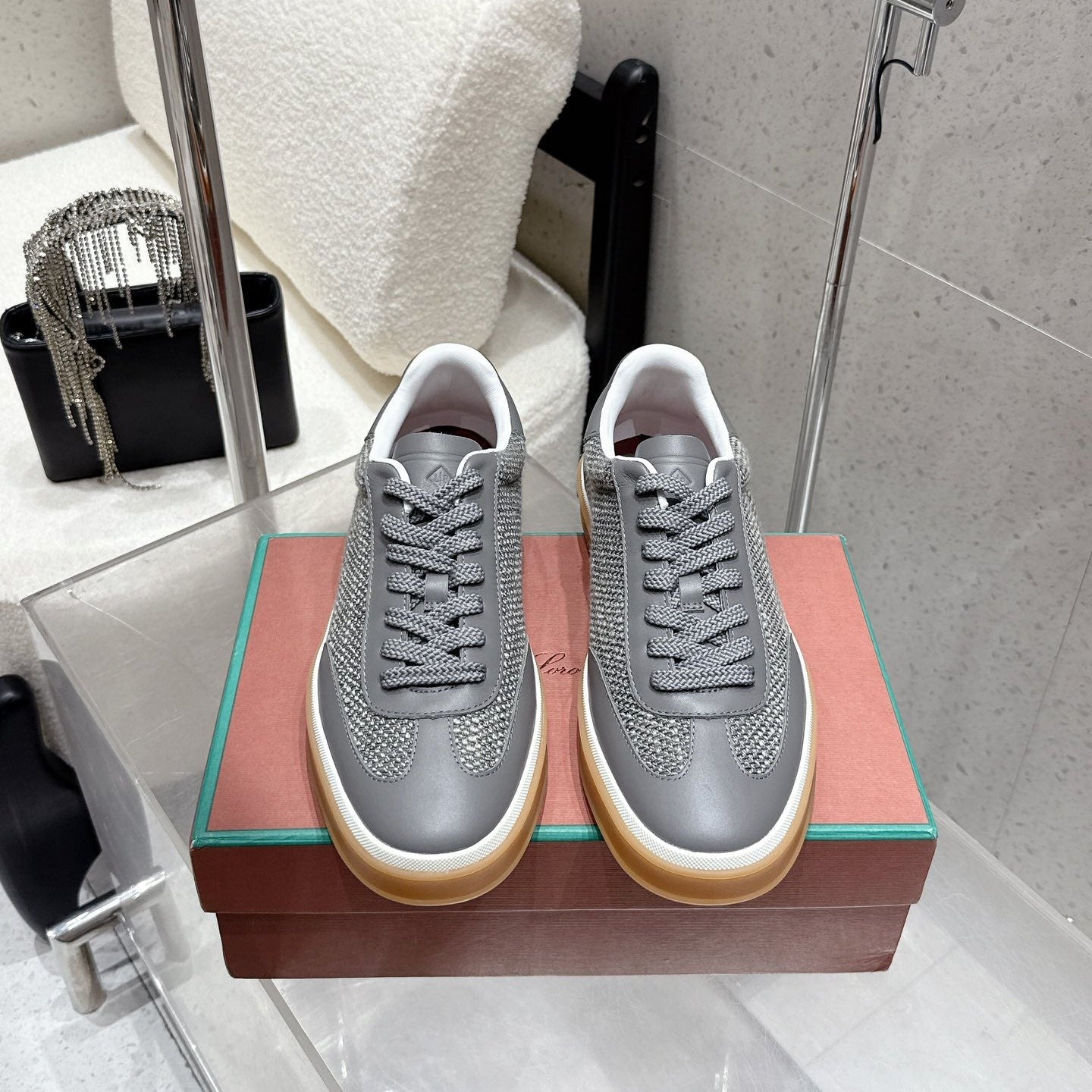 LP Tennis Walk Sneaker Dark Grey Cowhide Cotton 513540