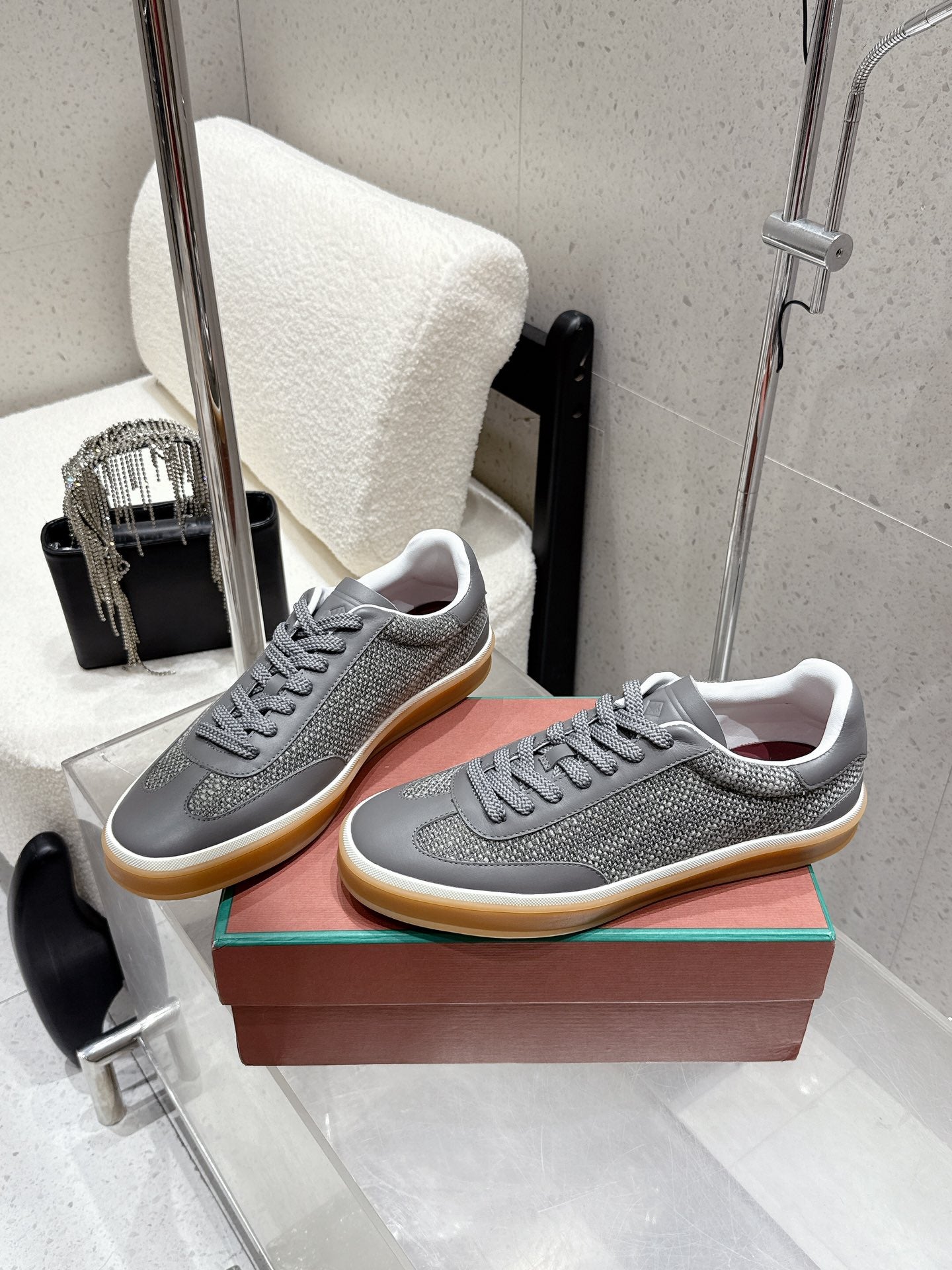 LP Tennis Walk Sneaker Dark Grey Cowhide Cotton 513540