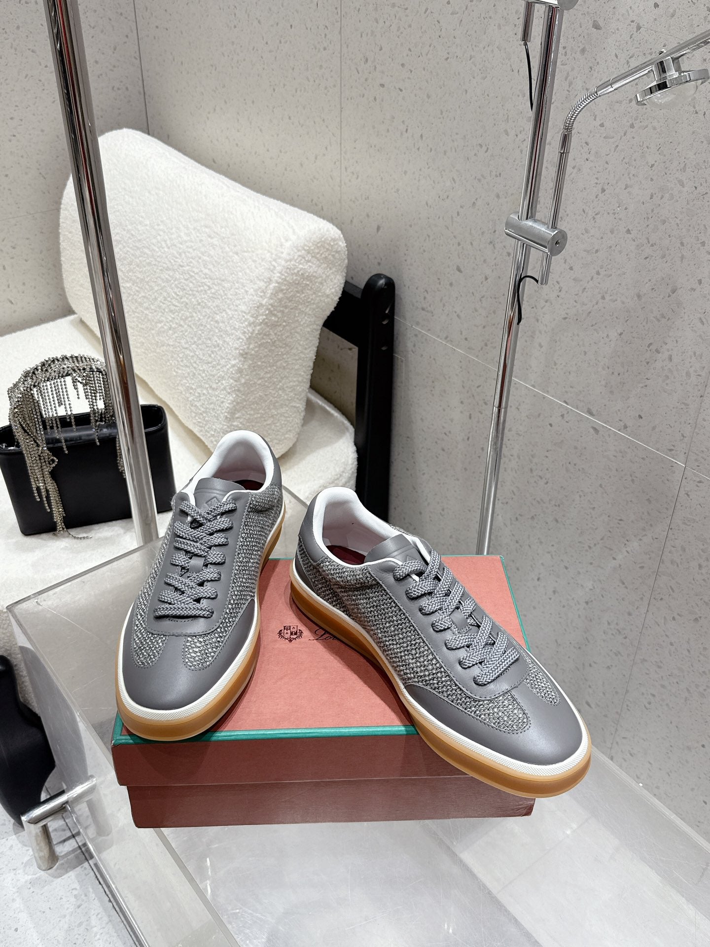 LP Tennis Walk Sneaker Dark Grey Cowhide Cotton 513540