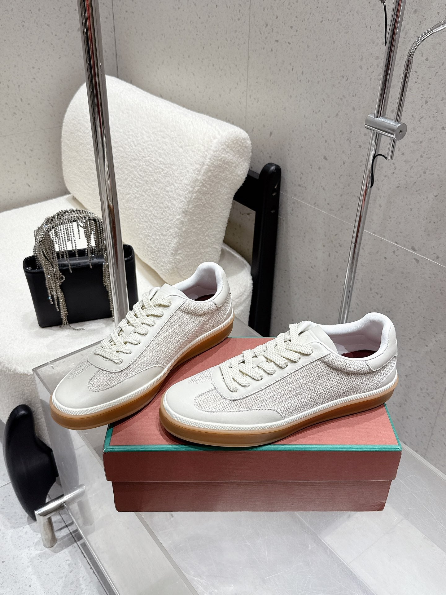 LP Tennis Walk Sneaker Off White Cowhide Cotton 513541