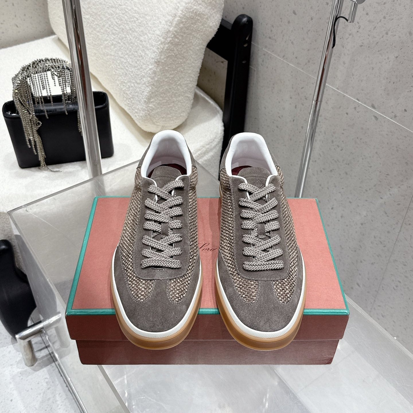 LP Tennis Walk Sneaker Muted Brown - Gray Suede Cotton 513542