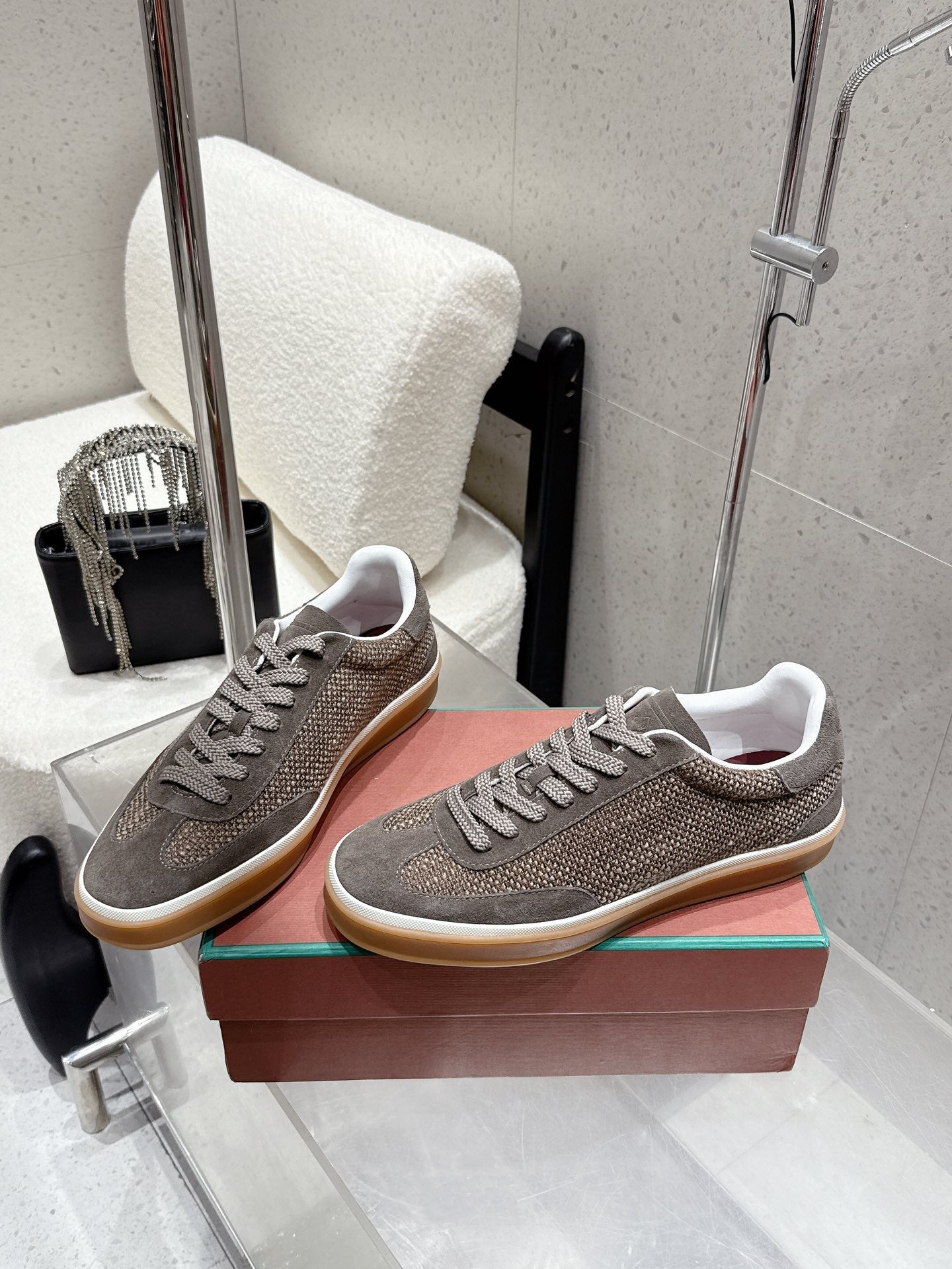 LP Tennis Walk Sneaker Muted Brown - Gray Suede Cotton 513542