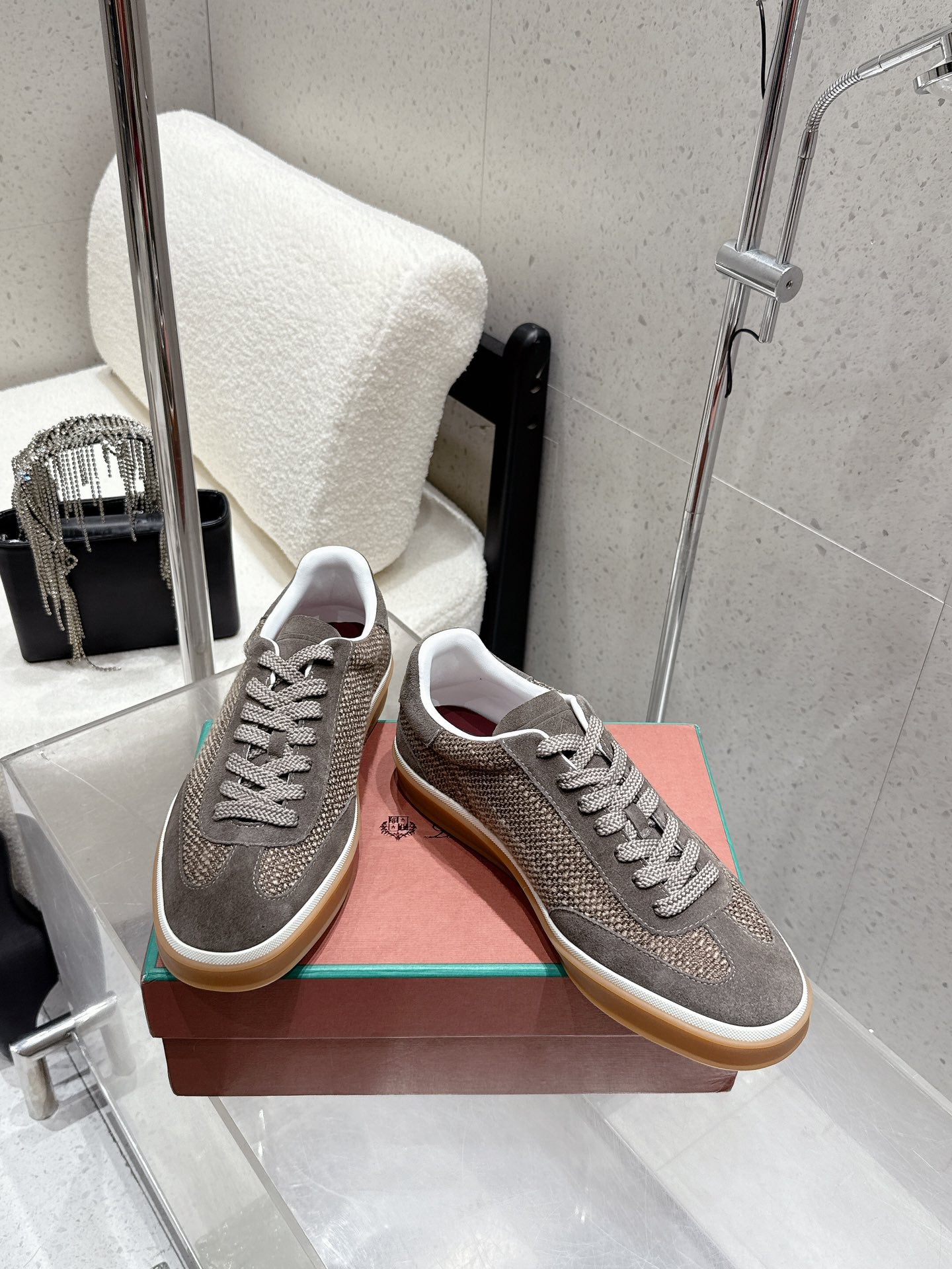 LP Tennis Walk Sneaker Muted Brown - Gray Suede Cotton 513542