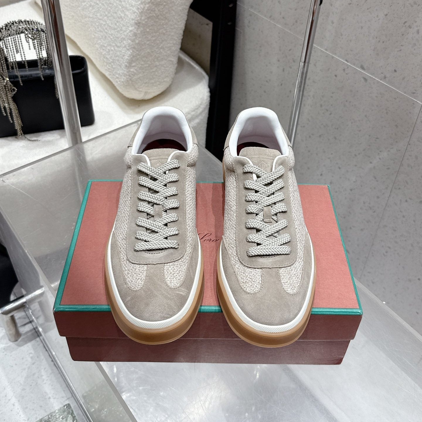 LP Tennis Walk Sneaker Light Grey Suede Cotton 513543