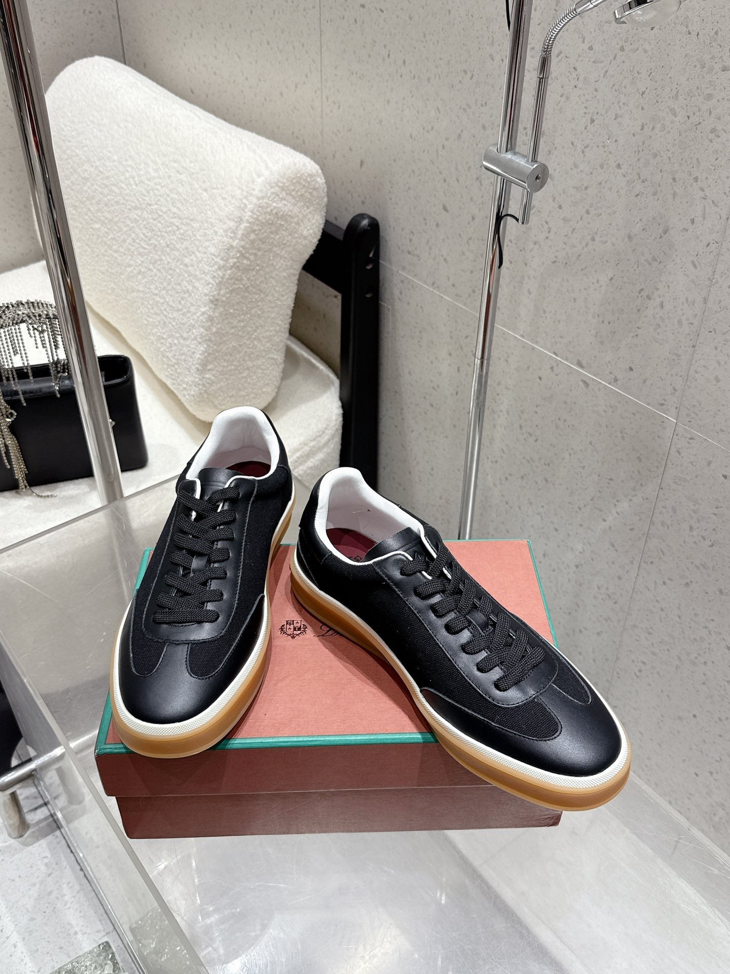 LP Tennis Walk Sneaker Full Black Cowhide Canvas 513545