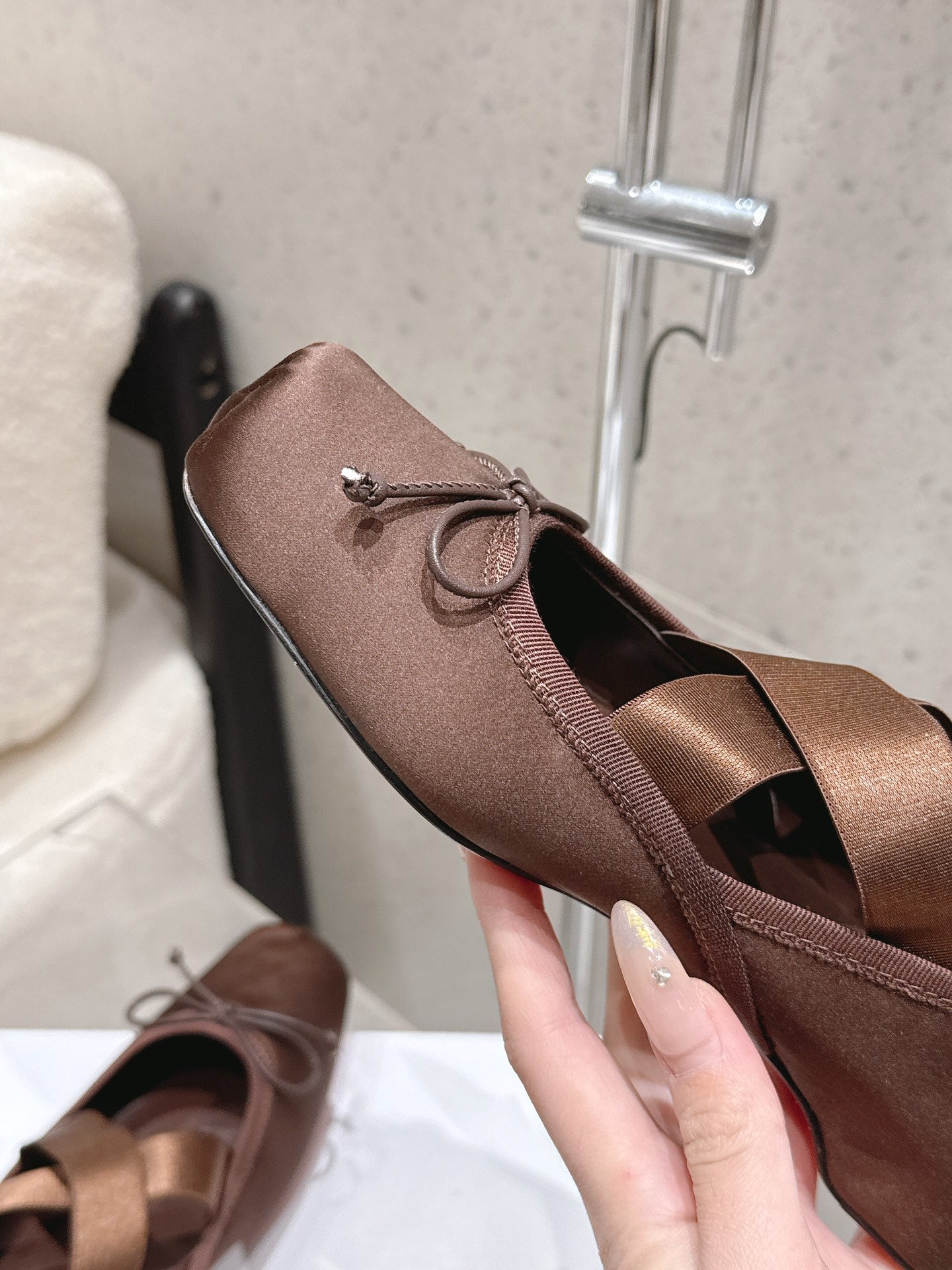 CL Ballet Butterfly Ballet Flats Brown Satin 610810