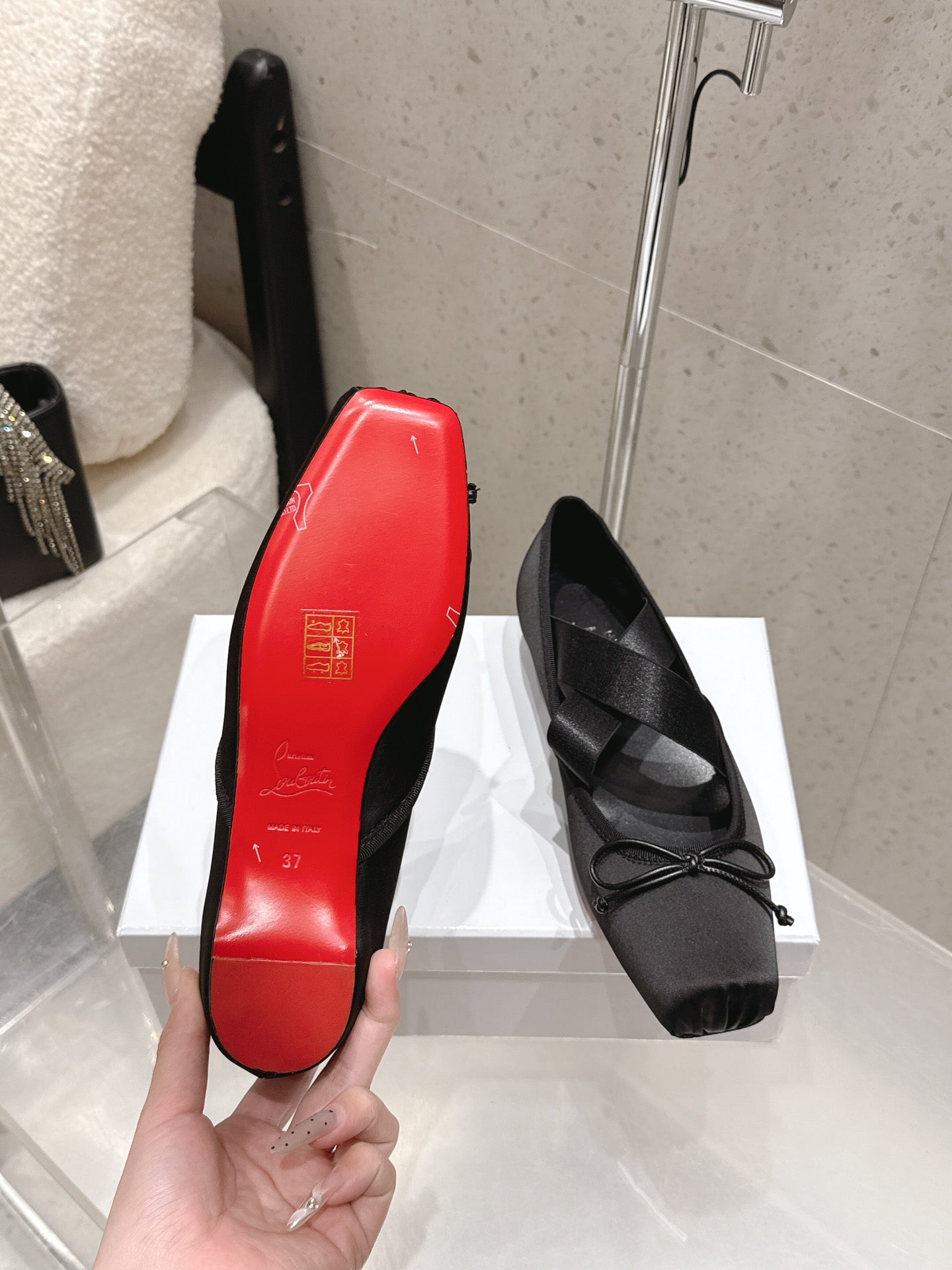 CL Ballet Butterfly Ballet Flats Black Satin 610811