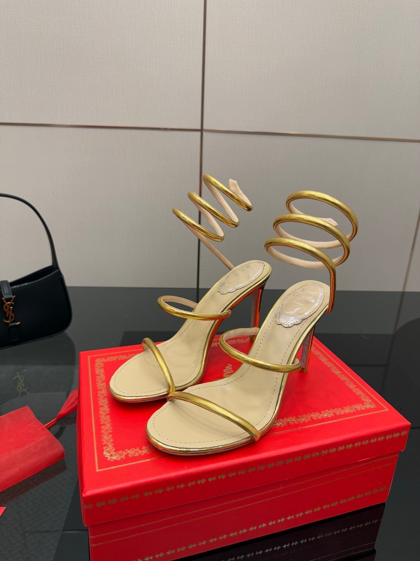 RC Sandals 9.5cm Gold Imported Metal Sheepskin 302600