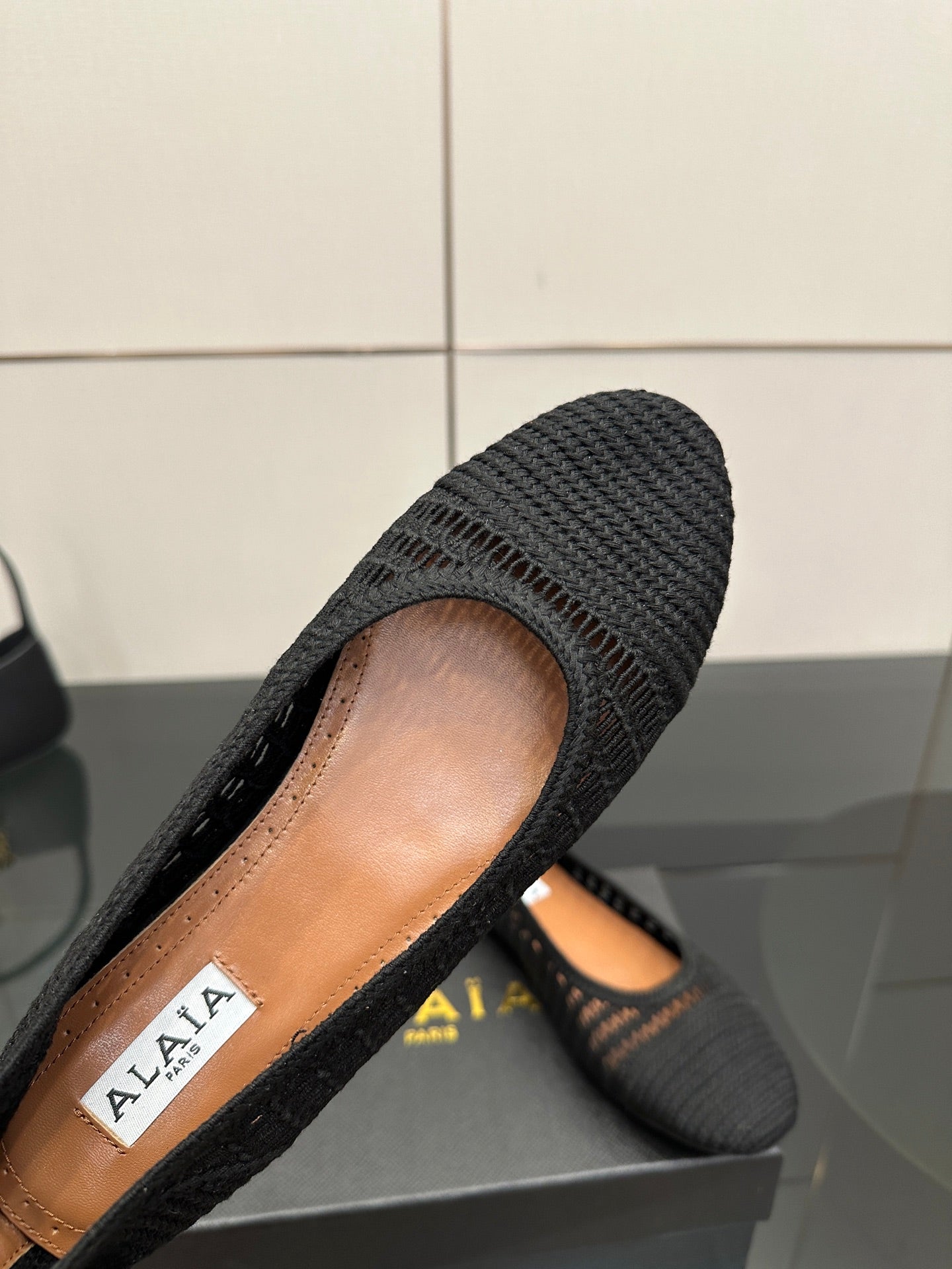 Alaia 2025 Ballet Flat Black Raffia 433753